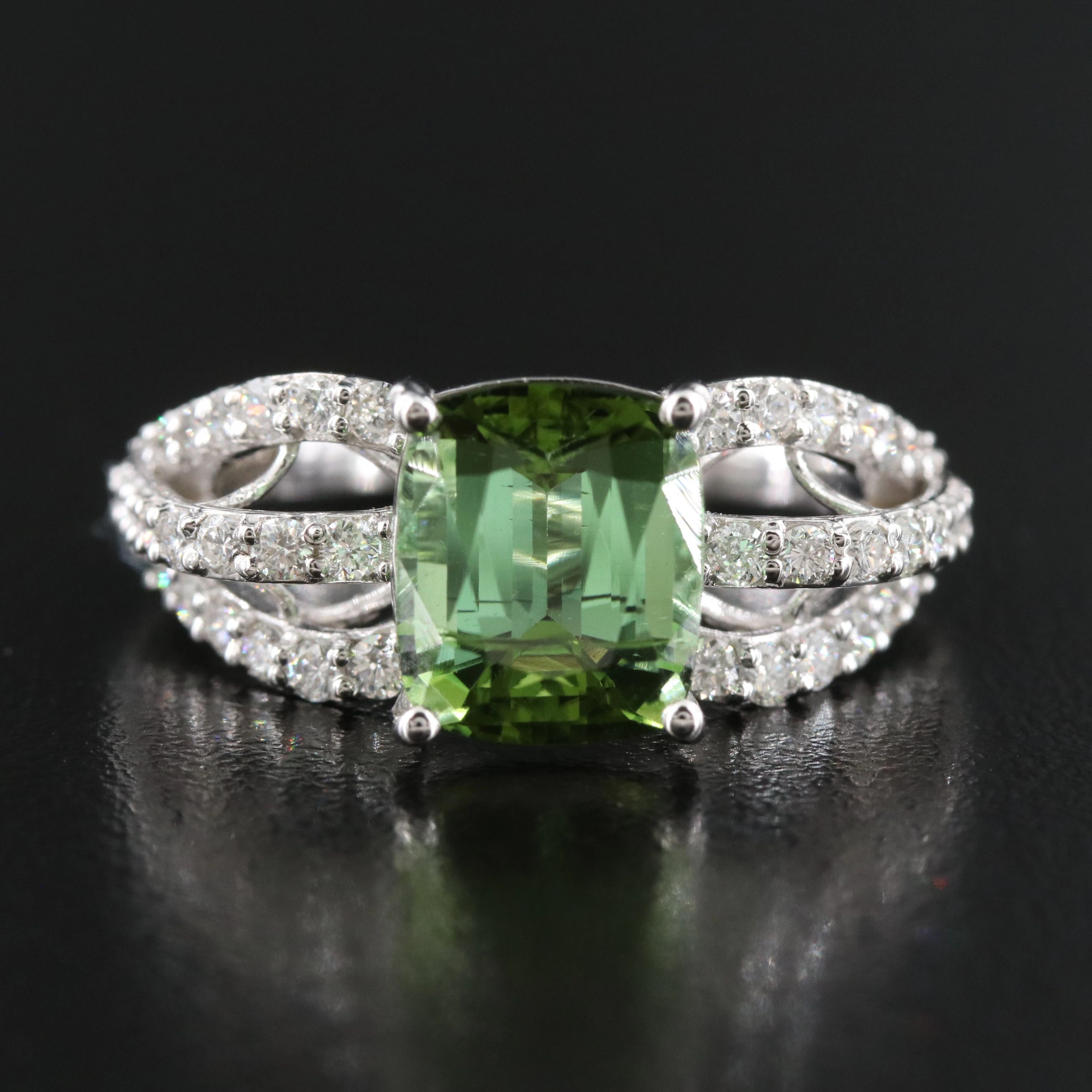 14K 3.39 CT Tourmaline and Diamond Ring with GIA Report