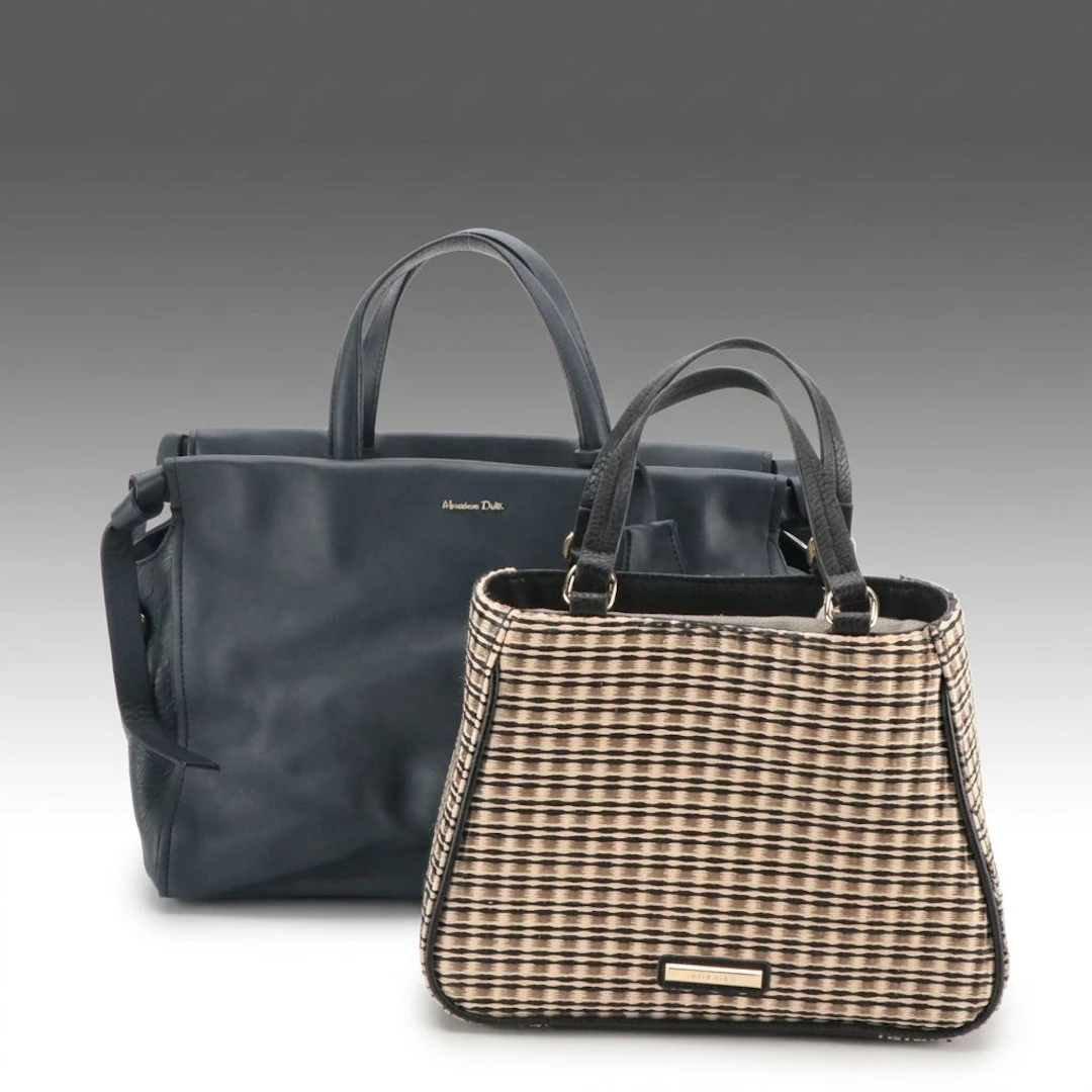 Massimo Dutti Leather and Anne Klein Woven Top Handle Handbags