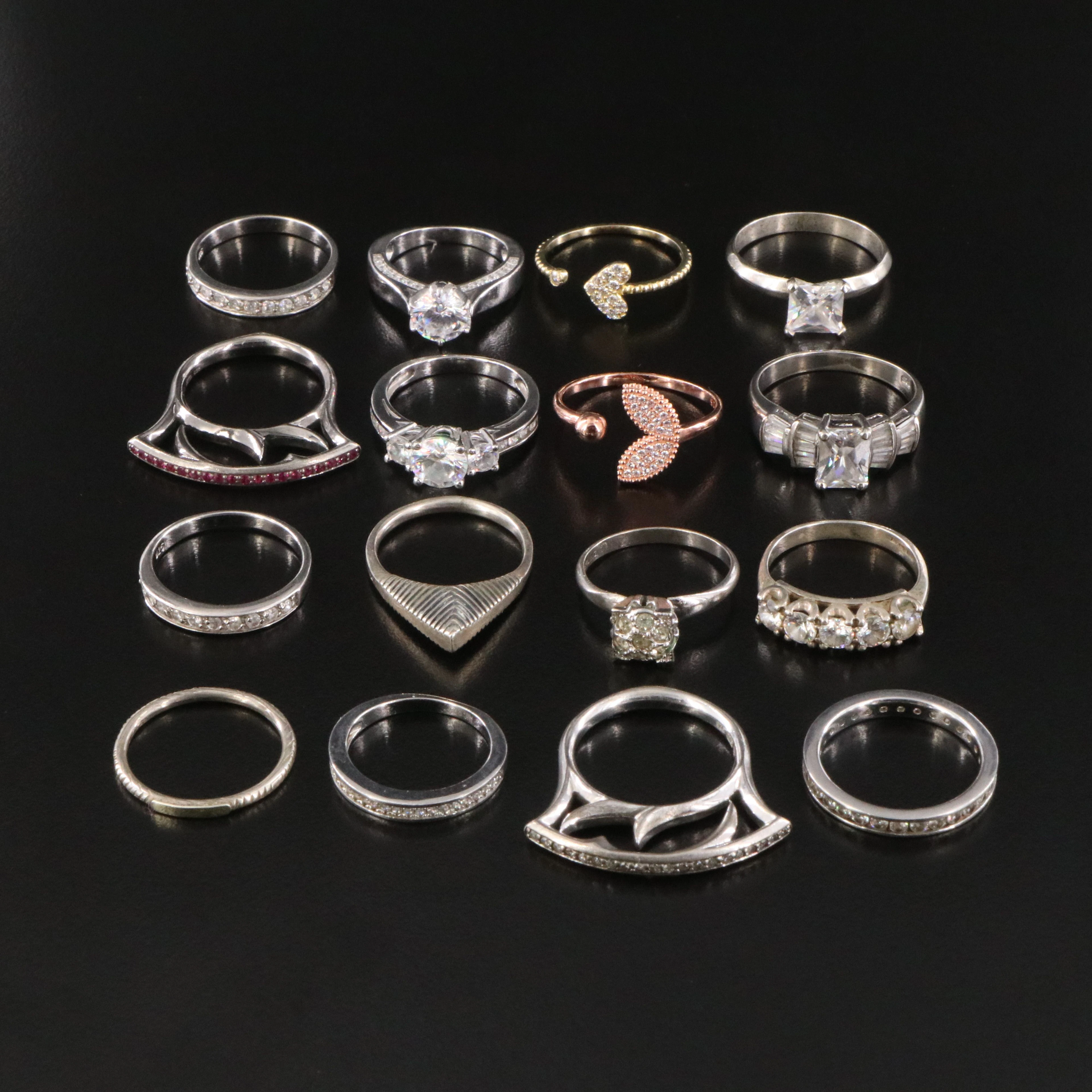 Sterling Ring Selection Featuring CZ and Ruby