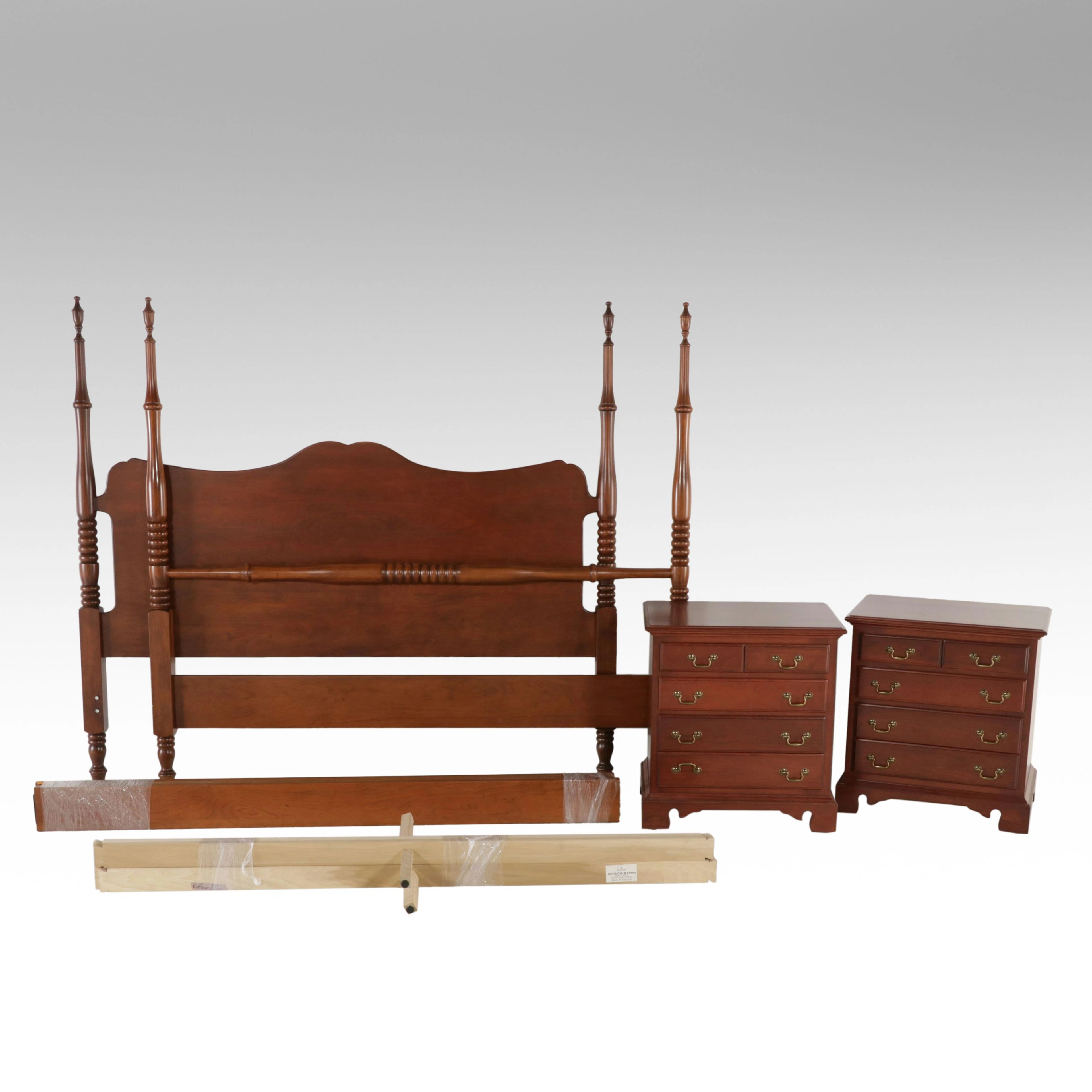 Briarwood Federal Style Cherry Fourposter King Bed with Millcraft Nightstands