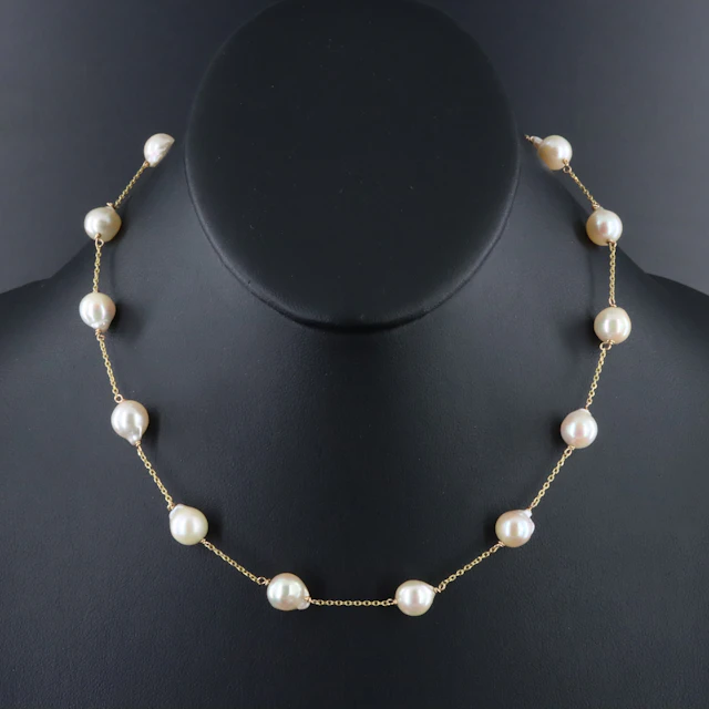 14K Pearl Station Necklace