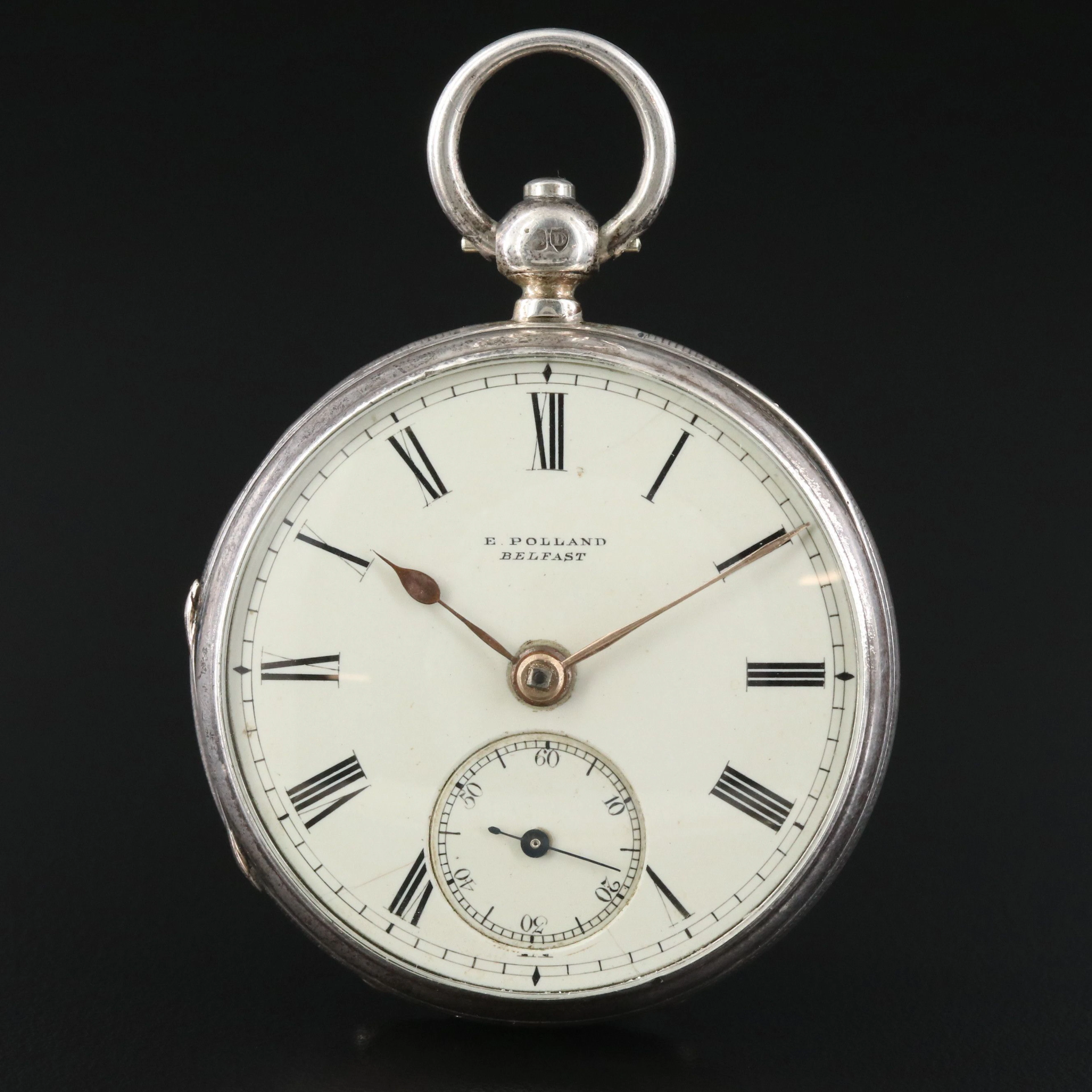 E. Pollard Belfast Sterling Silver Key Wind and Set Pocket Watch