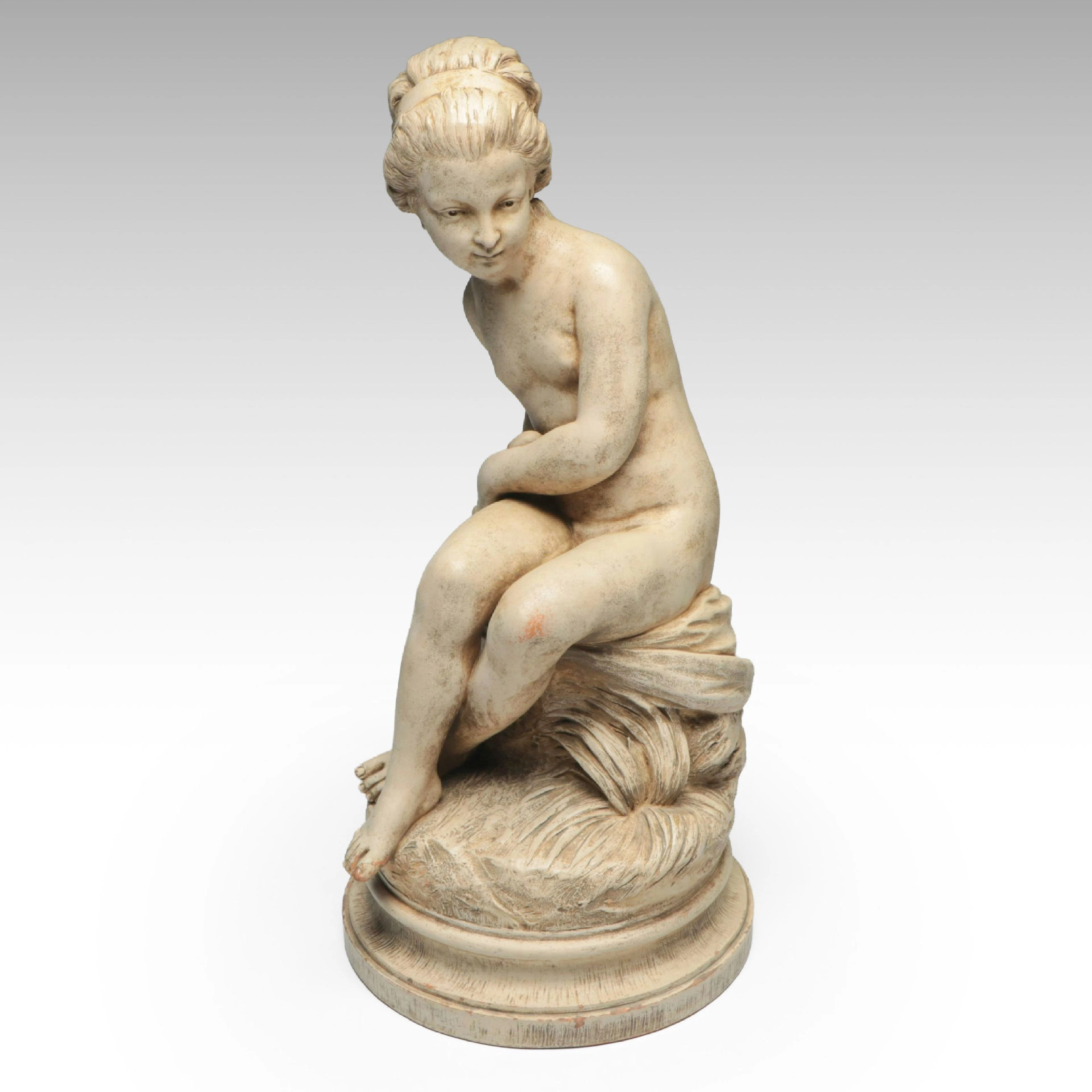 After Étienne Maurice Falconet Neoclassical Style Sitting Nude Woman Sculpture