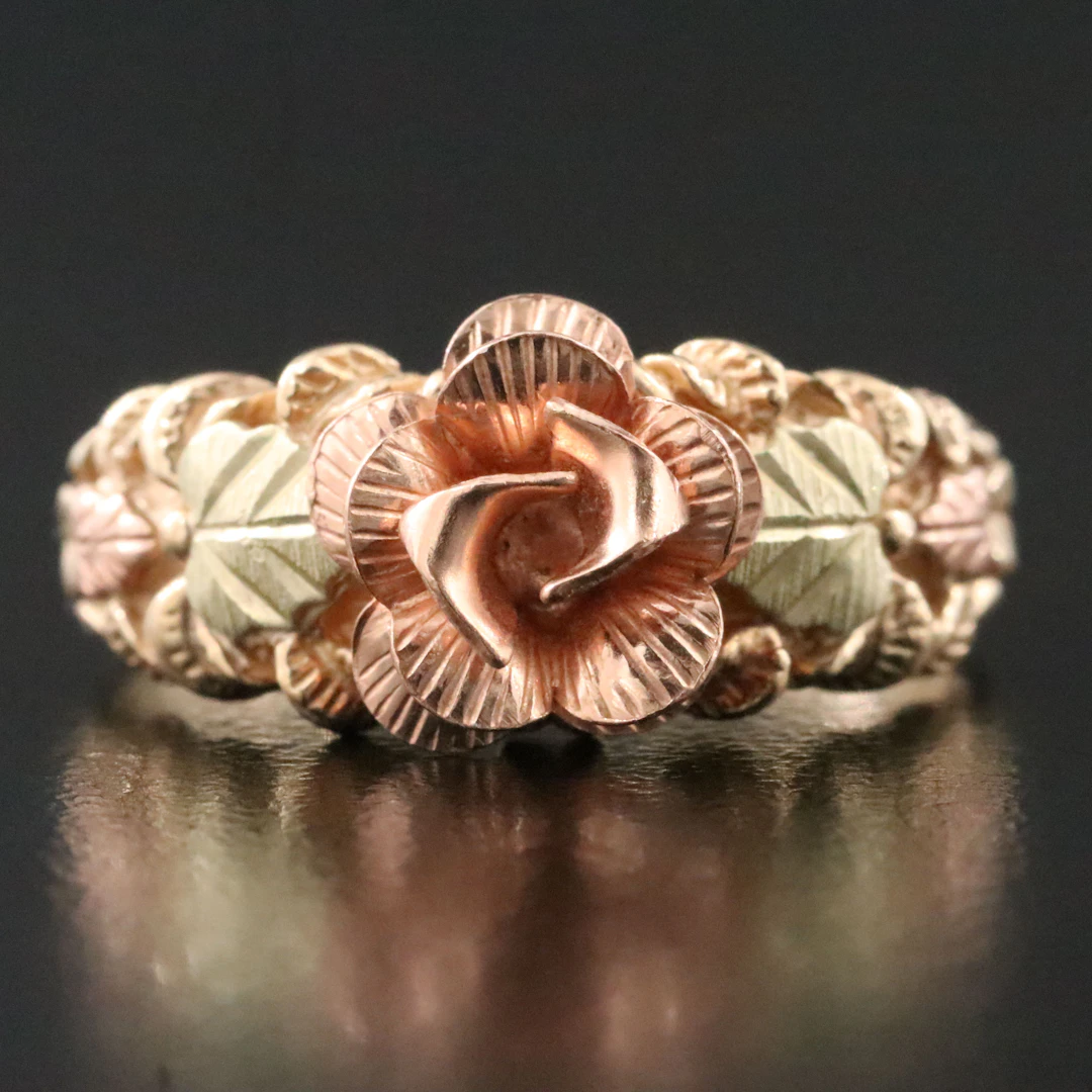 Coleman Black Hills Gold 10K Tri-Color Rose Ring