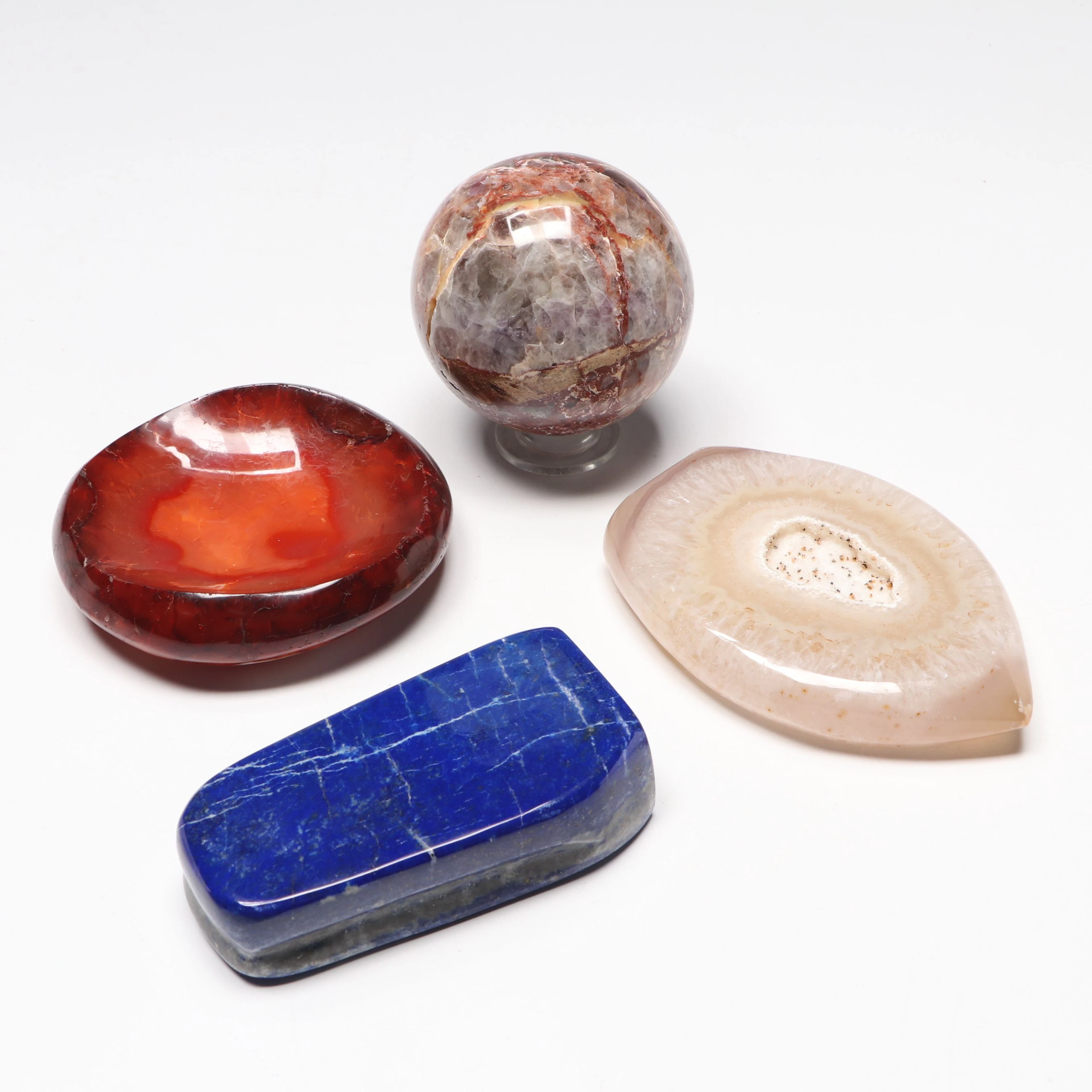 Polished Lapis Lazuli, Fire Quartz, Carnelian and Agate Specimens