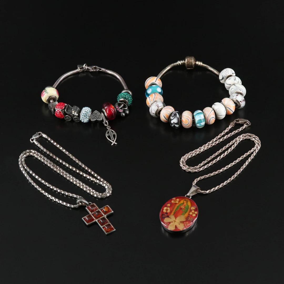 Charms, Amber and Our Lady of Guadalupe Featured in Sterling Jewelry
