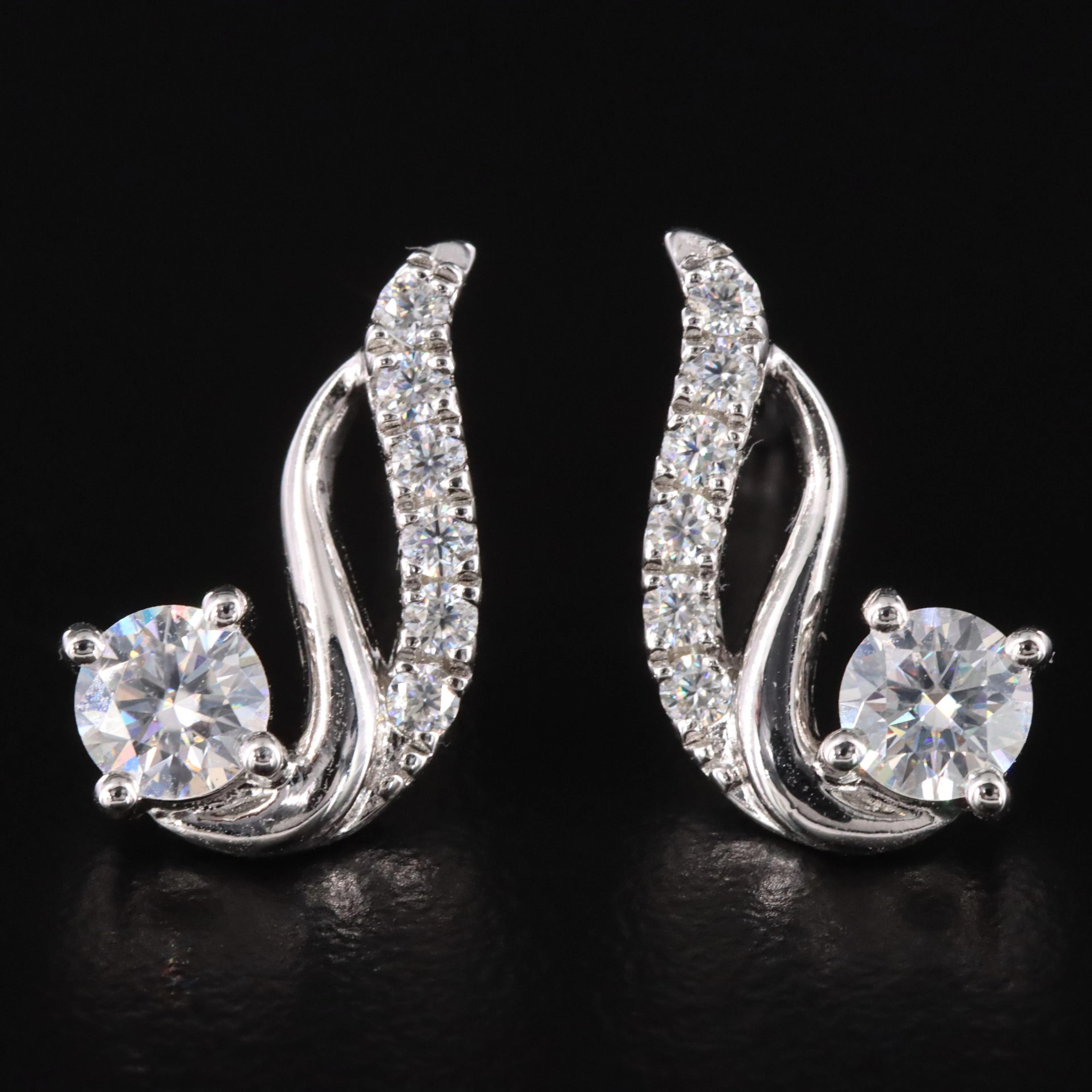 Sterling Moissanite Swirl Motif Earrings