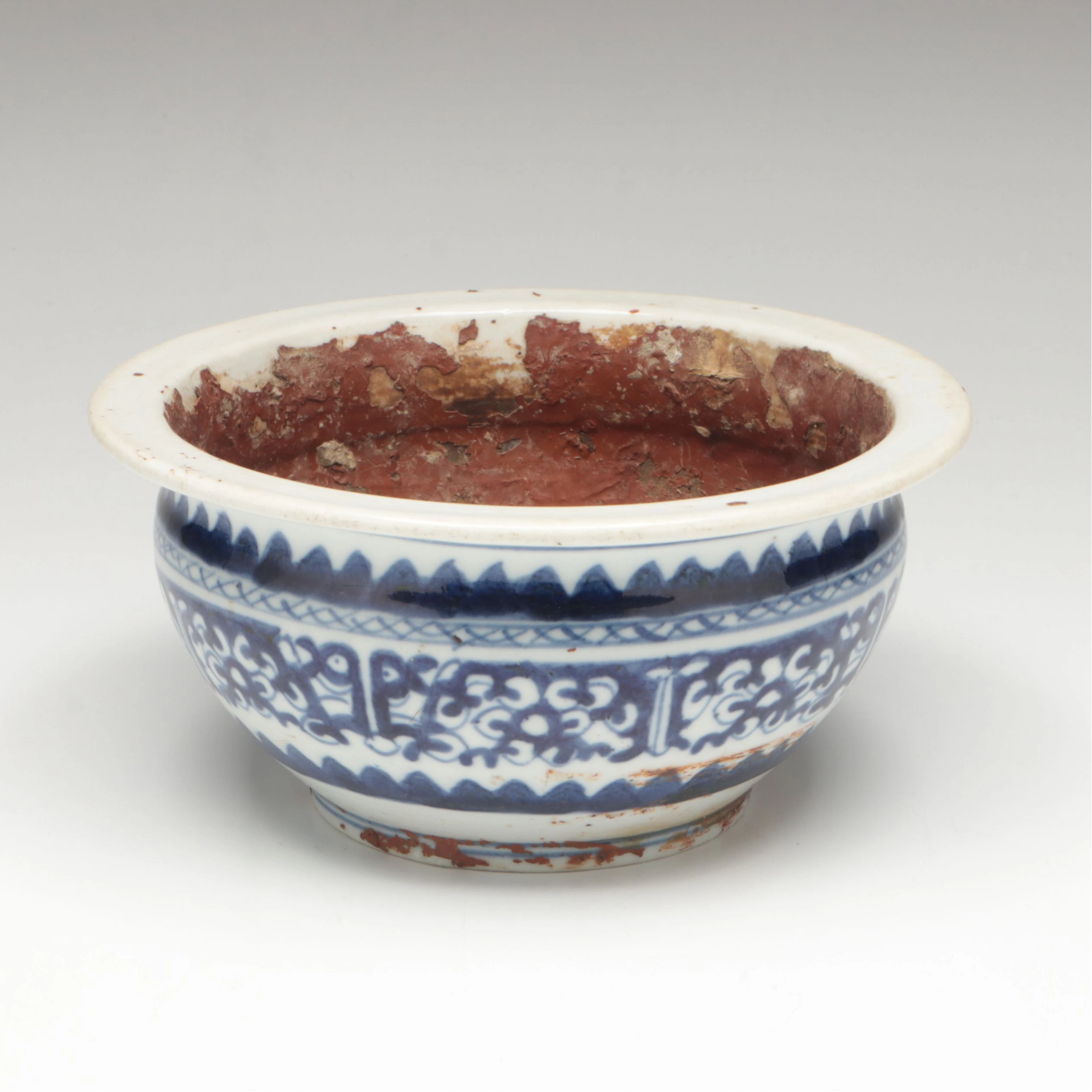 Chinese Export Floral Blue and White Porcelain Bowl, Antique