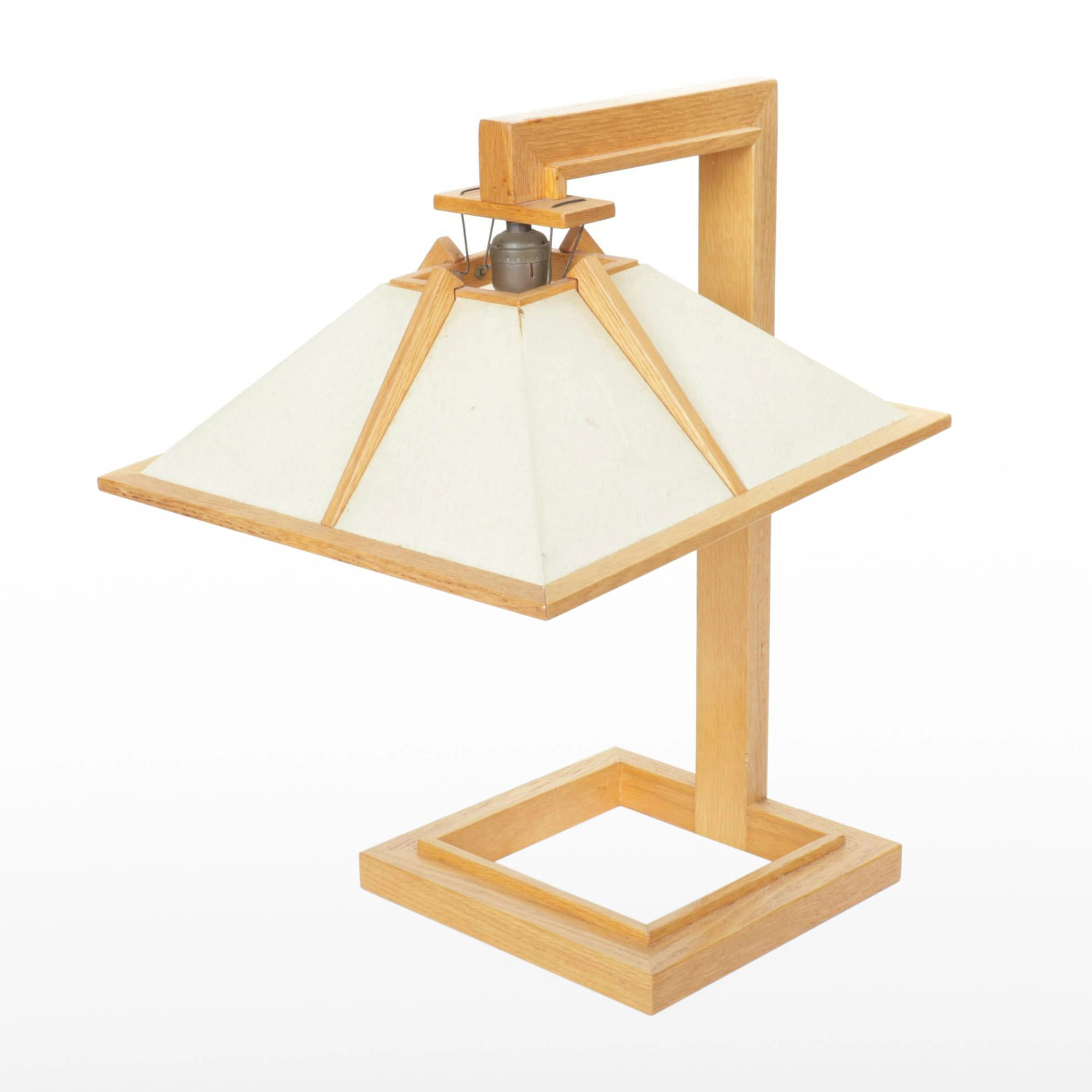 Benchmade Frank Lloyd Wright "Taliesen" Copy Oak Table Lamp