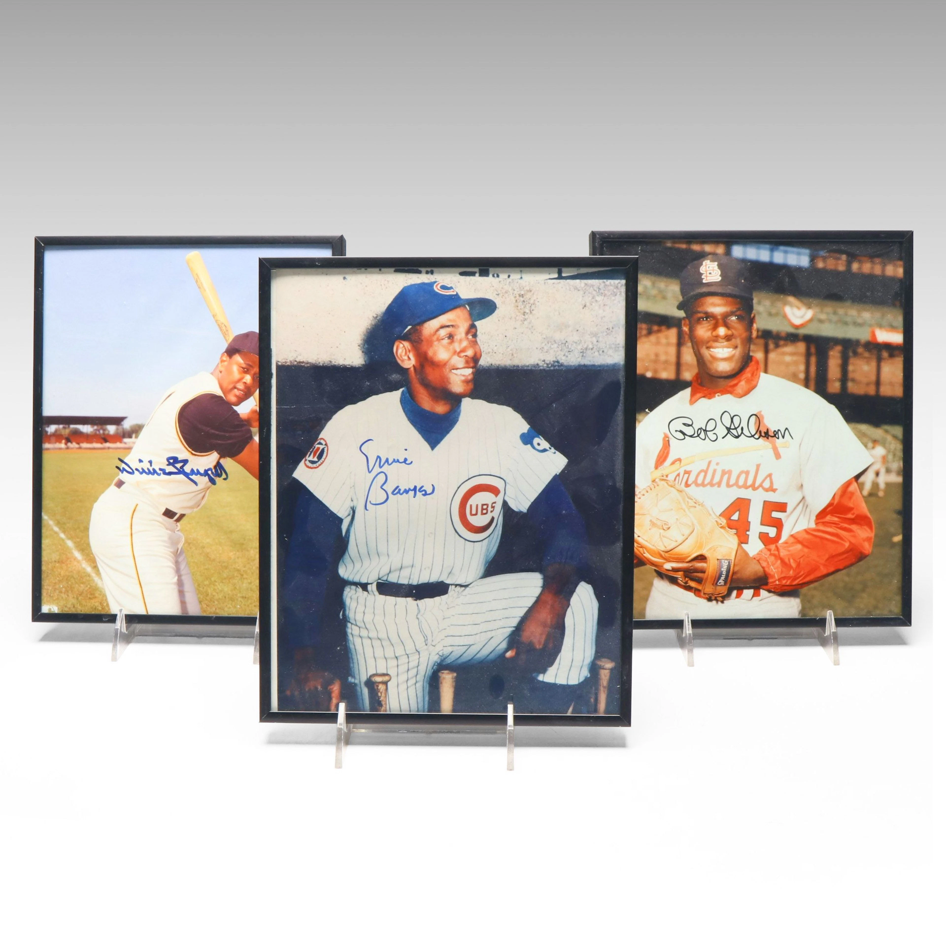 Bob Gibson, Ernie Banks, and Willie Strgell Signed Baseball Prints