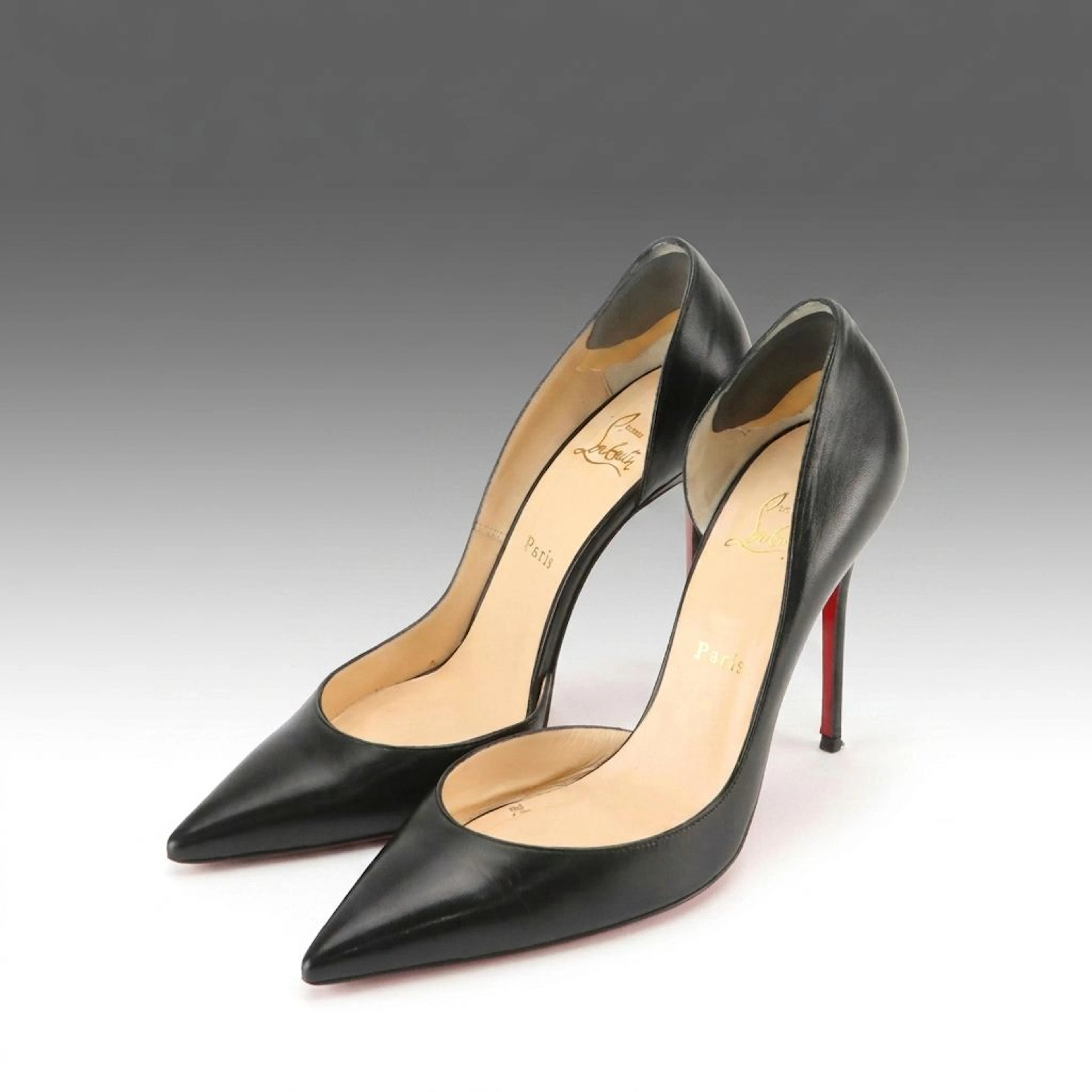 Christian Louboutin Pointed-Toe D'Orsay Pumps in Black Calf Leather, With Box