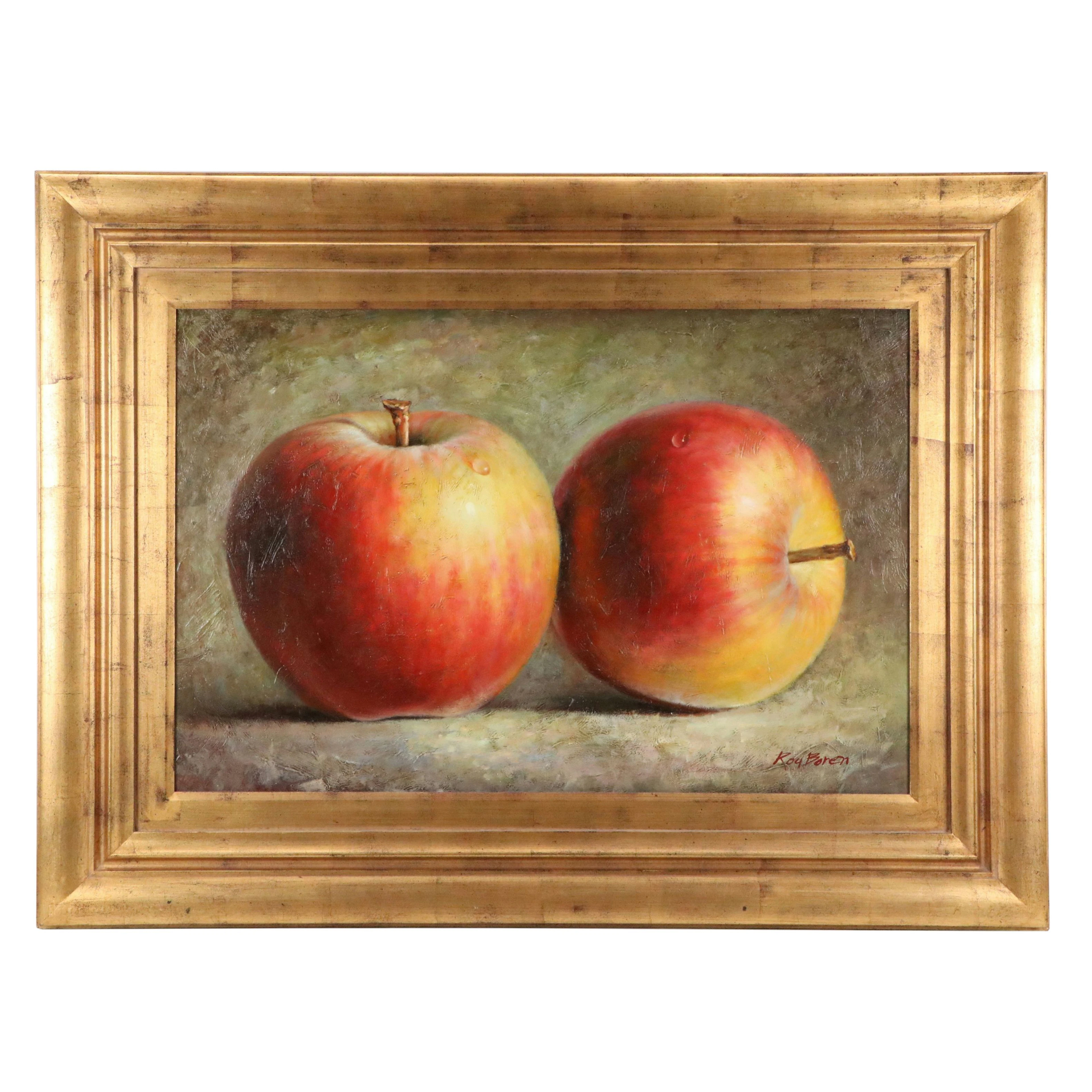 Roy Boren Studio Apple Still Life Oil Painting, Late 20th Century