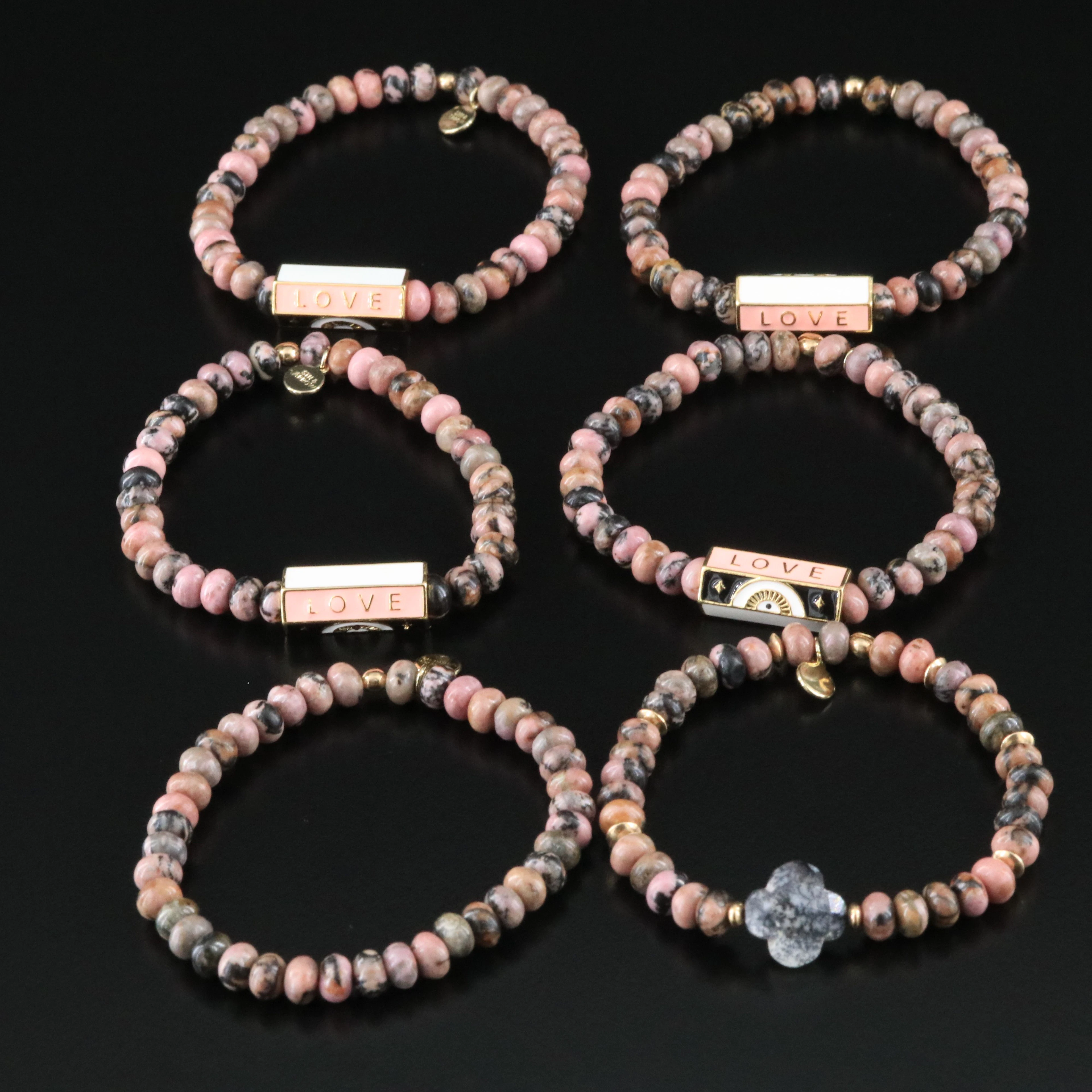 Beaded Rhodonite Bracelet Collection