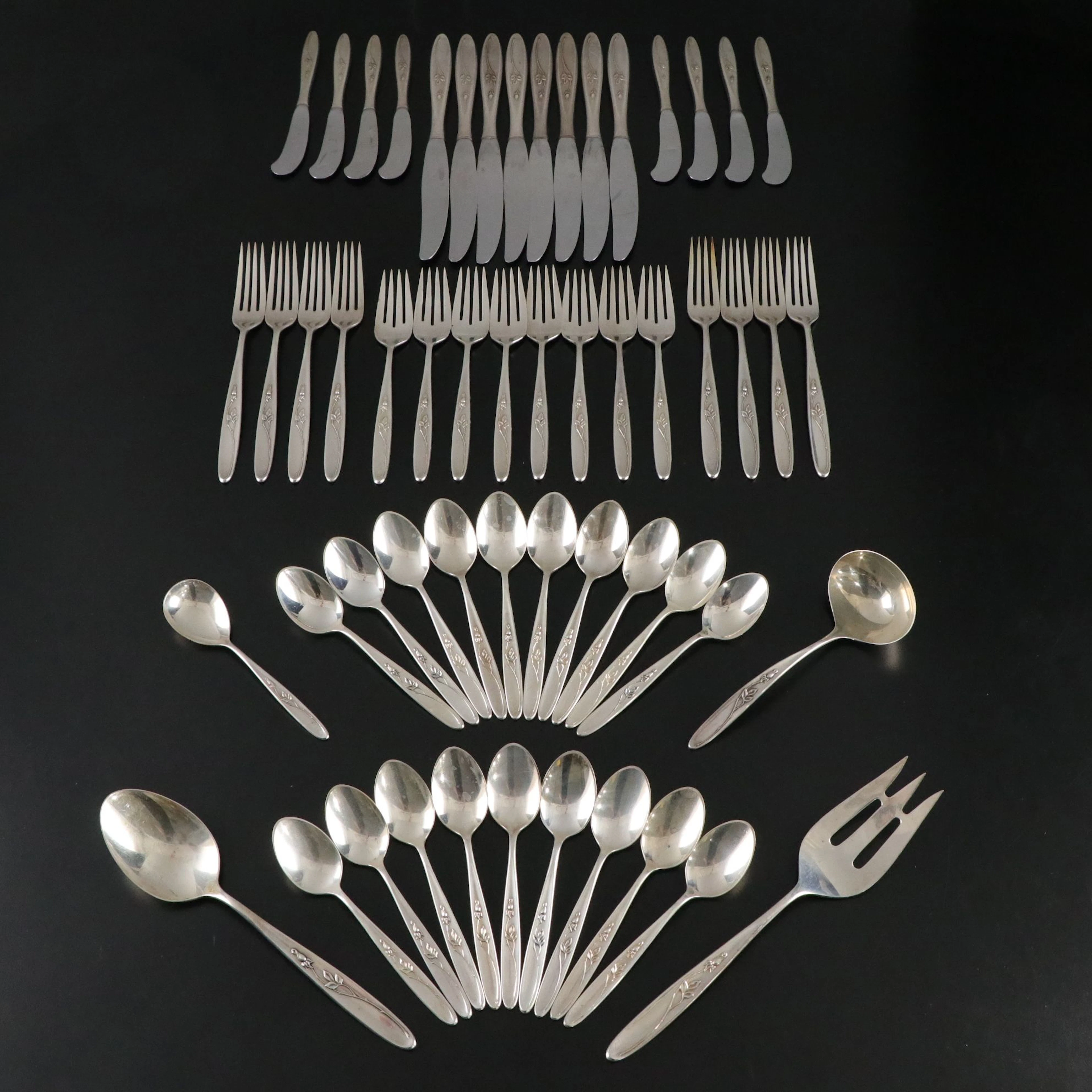 Towle "Rose Solitaire" Sterling Silver Flatware Set, 1954-1996