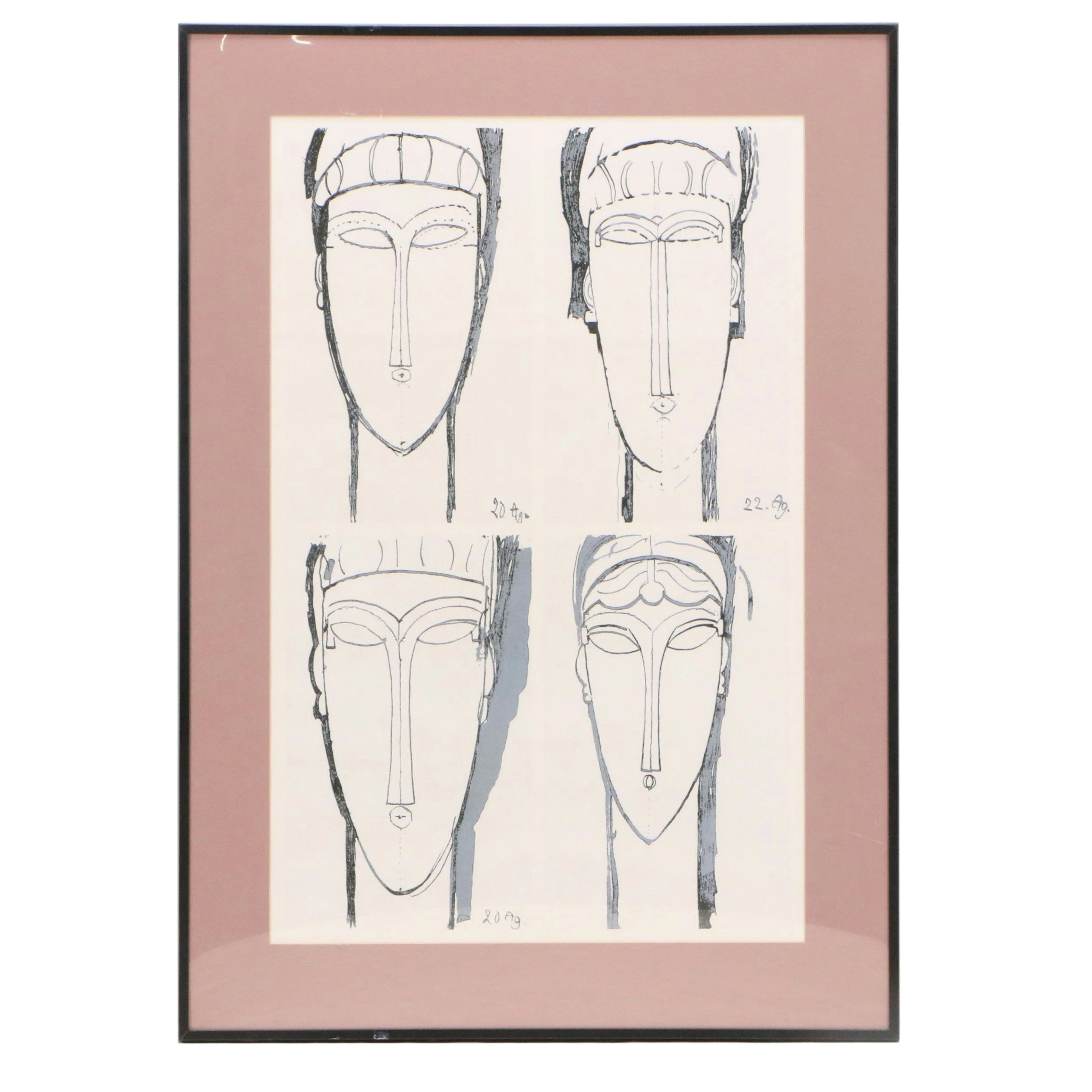 After Amedeo Clemente Modigliani Offset Lithograph "Four Heads," 1990