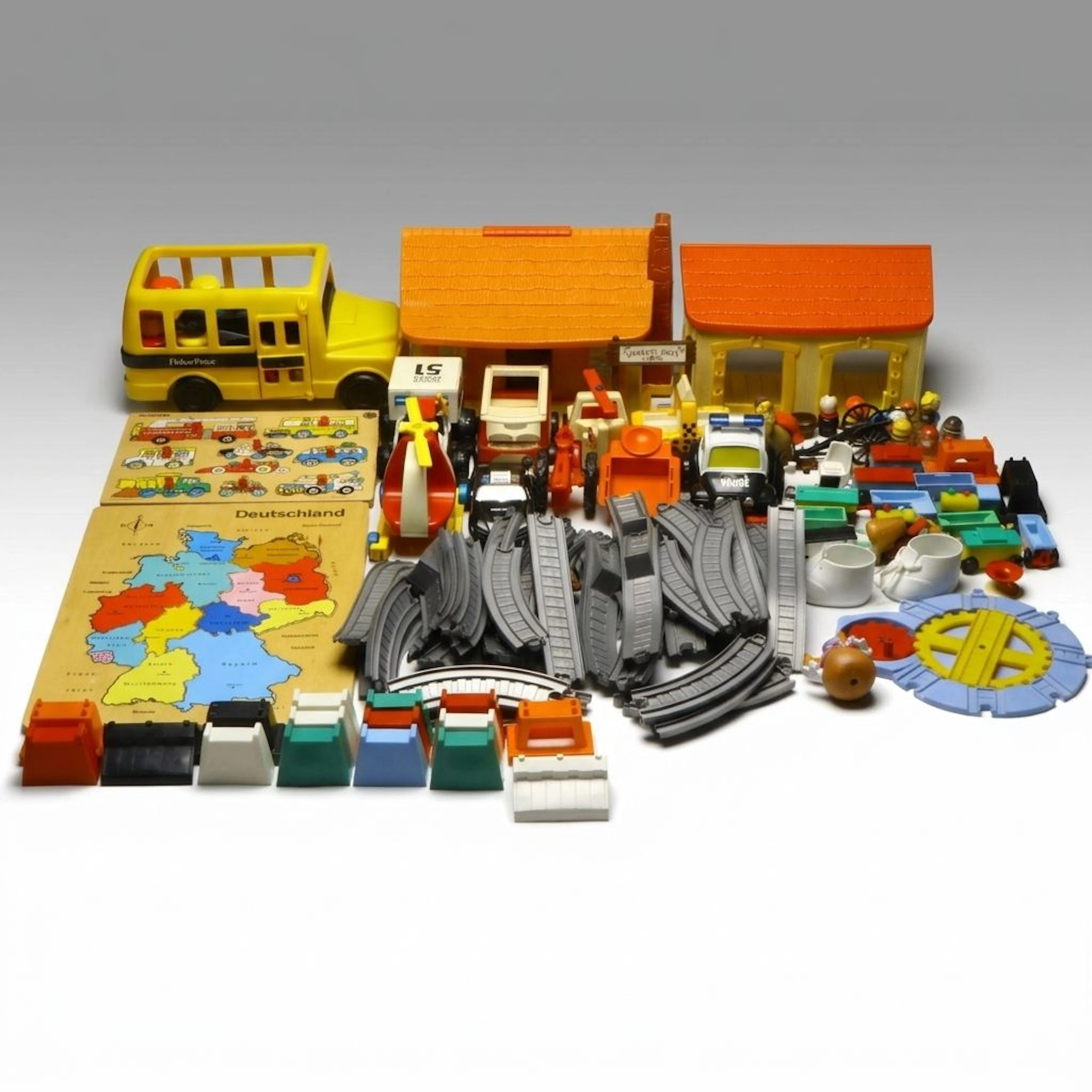 Fisher-Price School Bus with More Cars and Toys