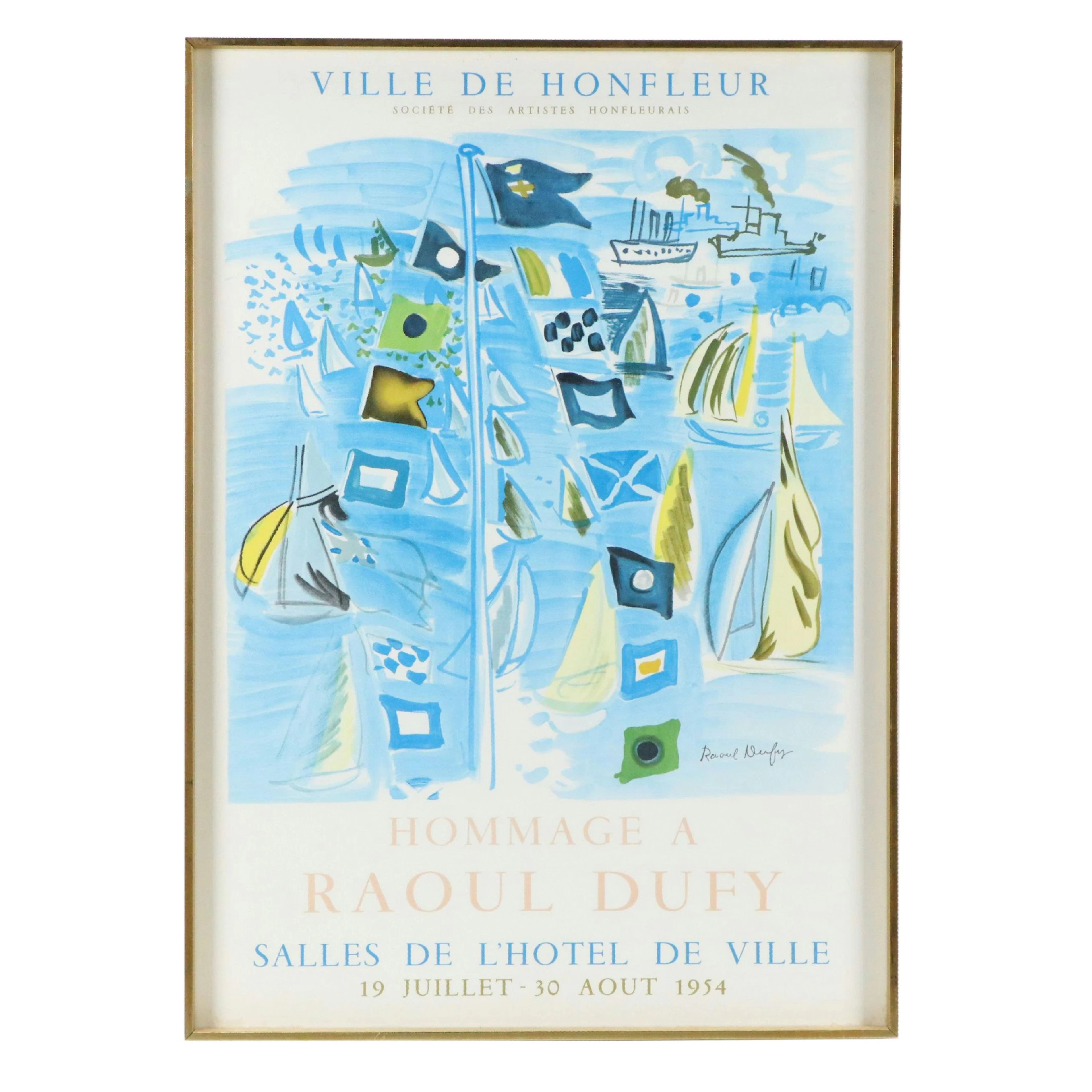 French Color Lithograph Exhibition Poster After Raoul Dufy, 1954