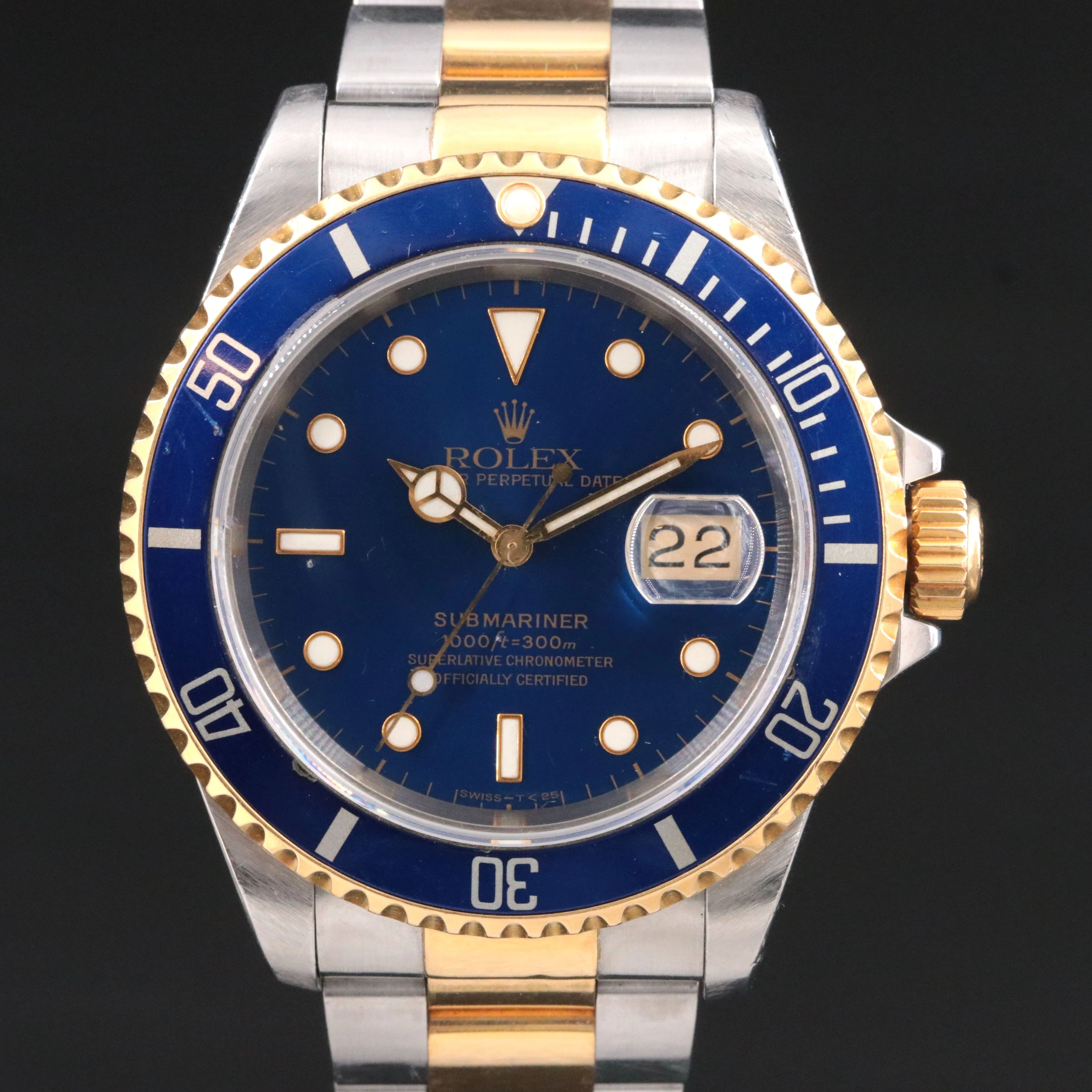 1991 Rolex Submariner Date Model 16613 18K & Steel Watch