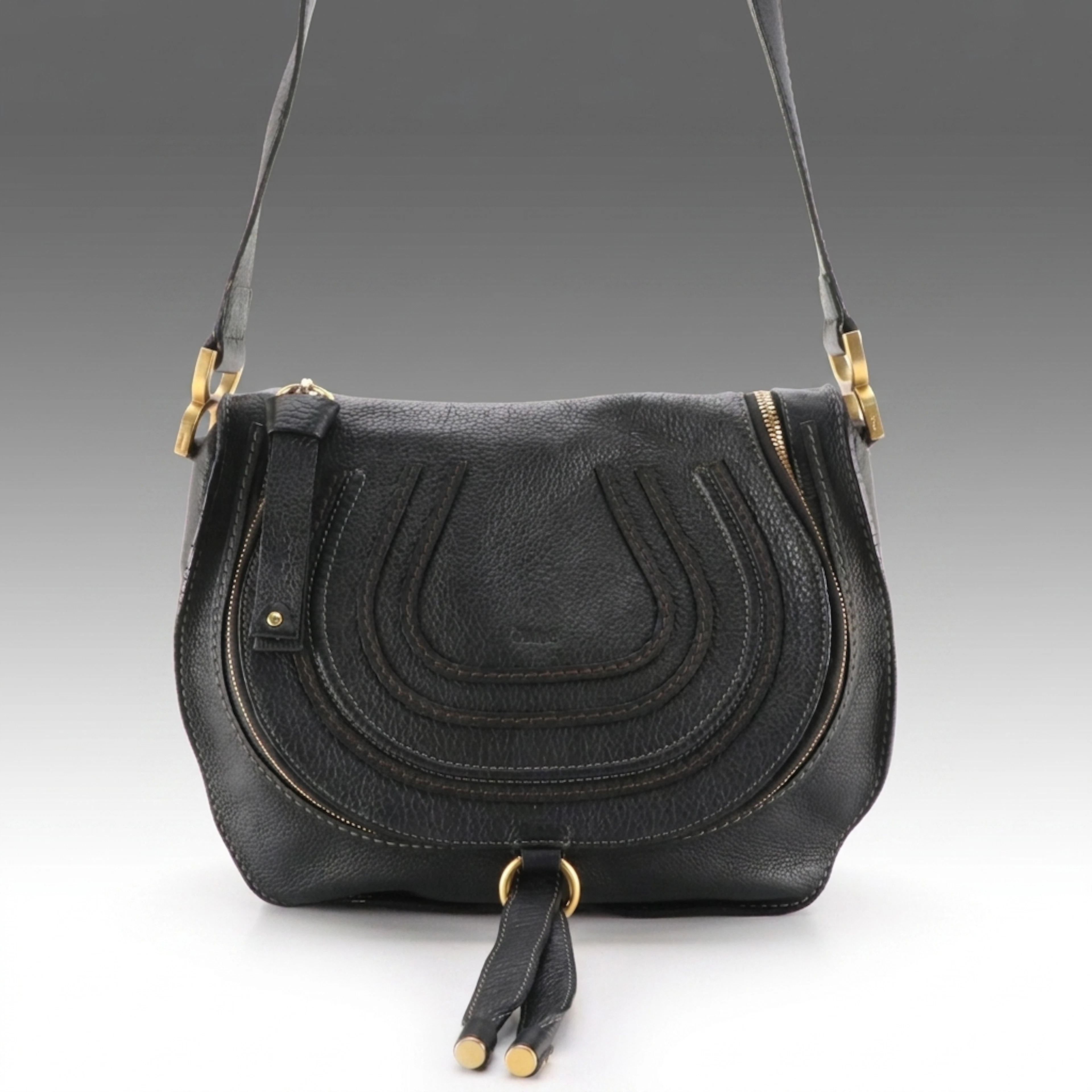 Chloe Marcie Crossbody Bag in Black Leather