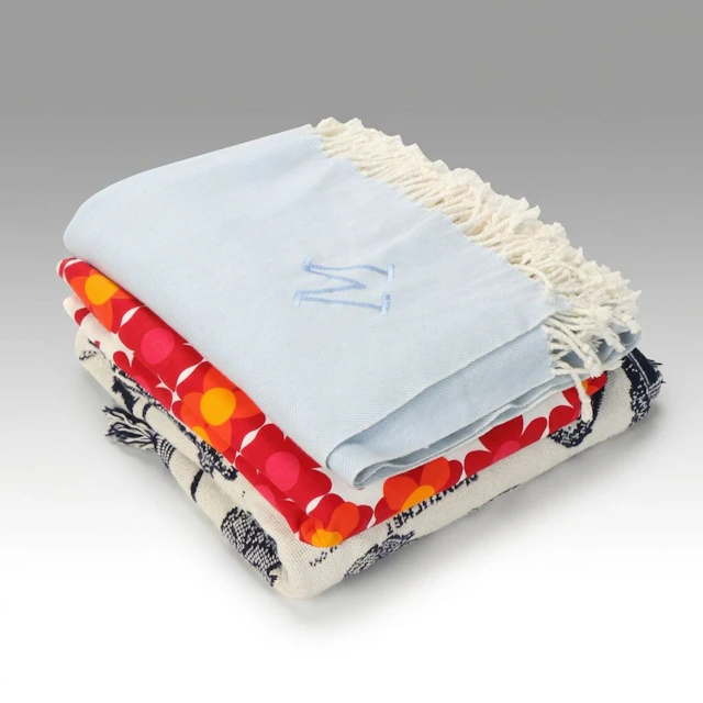 Jacquard Woven Martha's Vineyard Throw with Other Blanket and Fabric Remnant