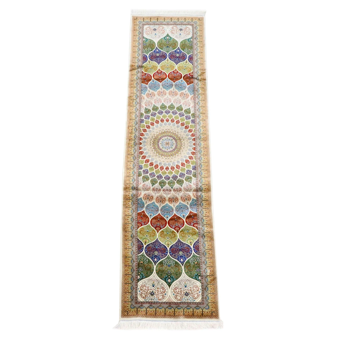 2'6 x 10'4 Machine Made Persian Qom Style Carpet Runner