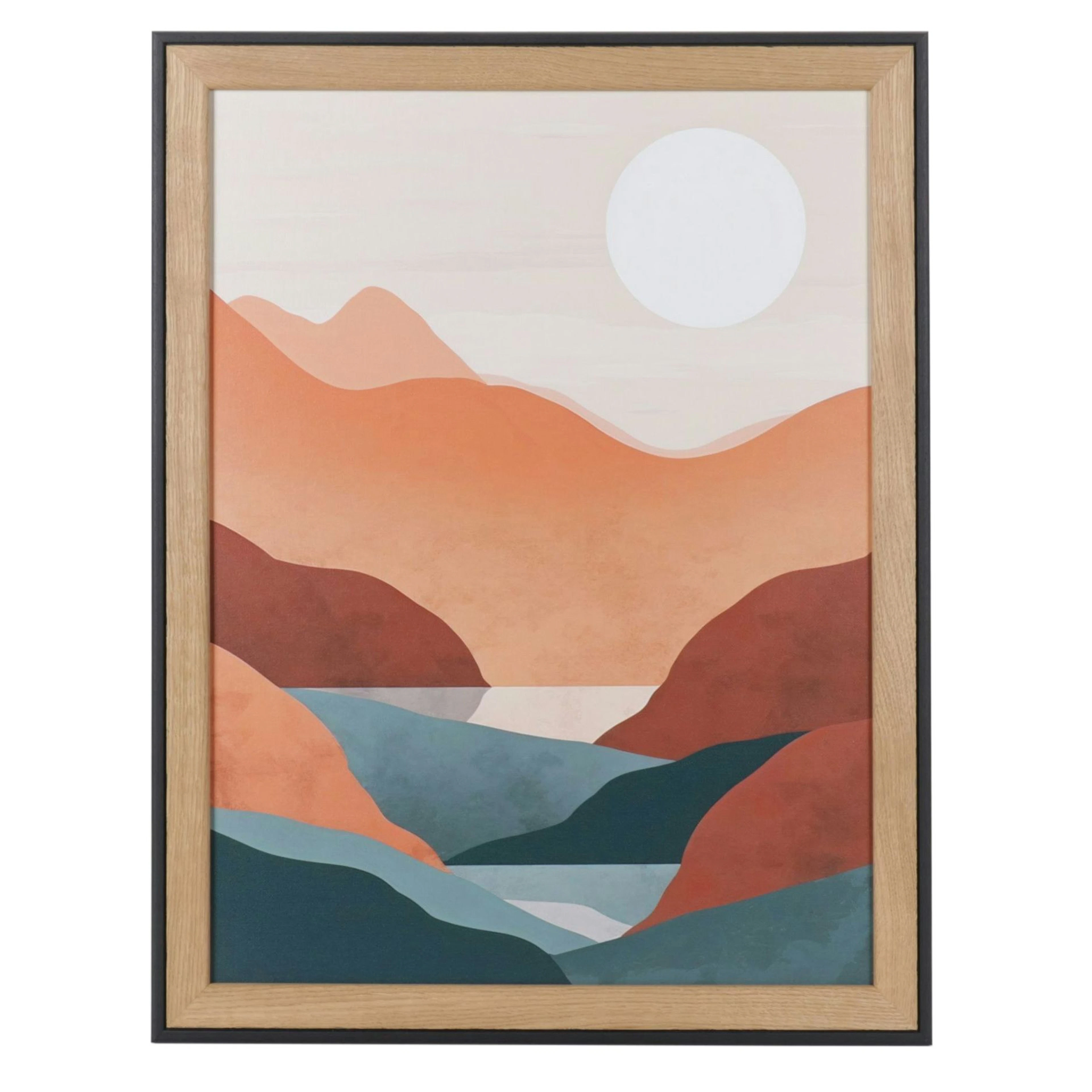 Abstract Geometric Valley Landscape Print "Boho White Sun II"