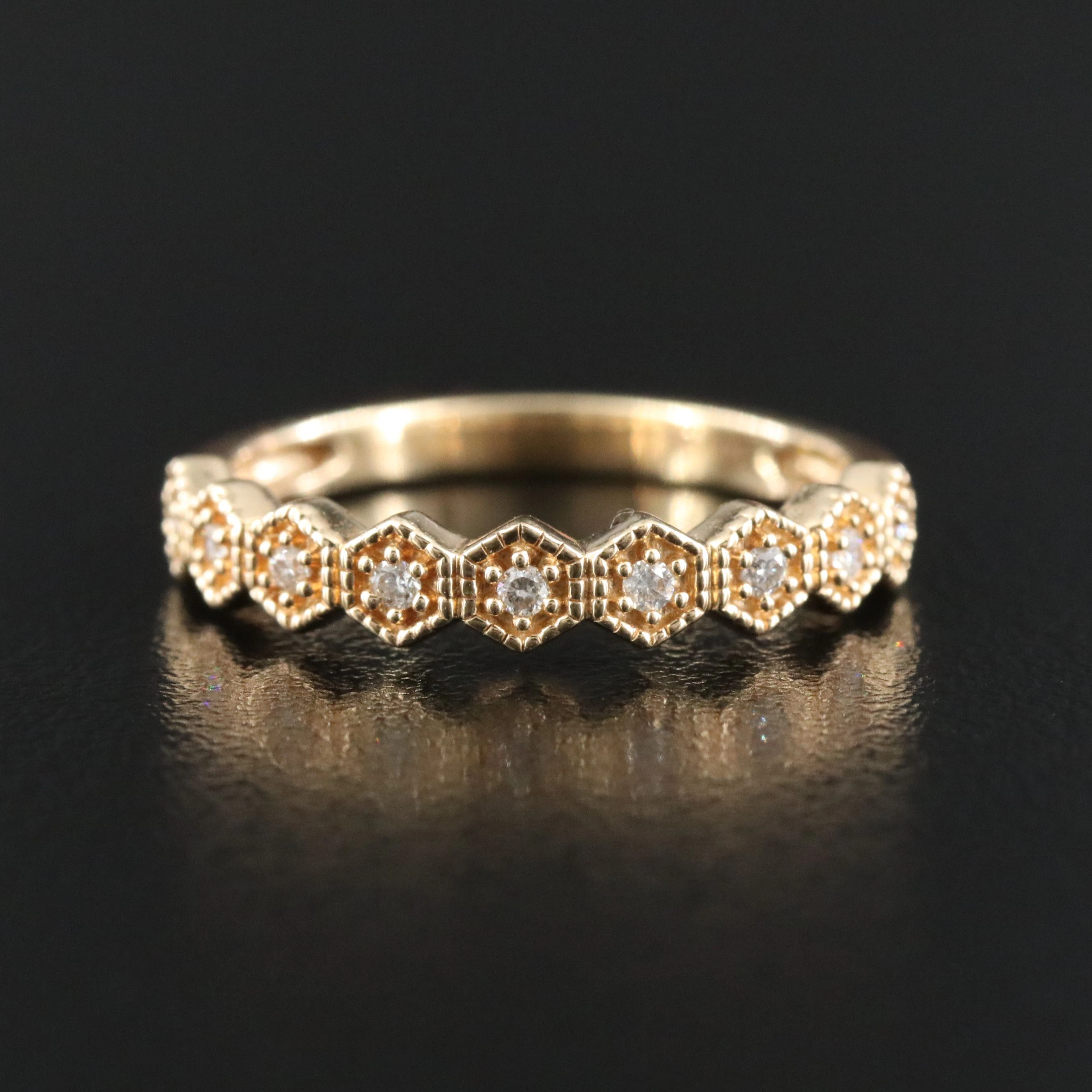 14K 0.12 CTW Diamond Hexagon Stackable Ring