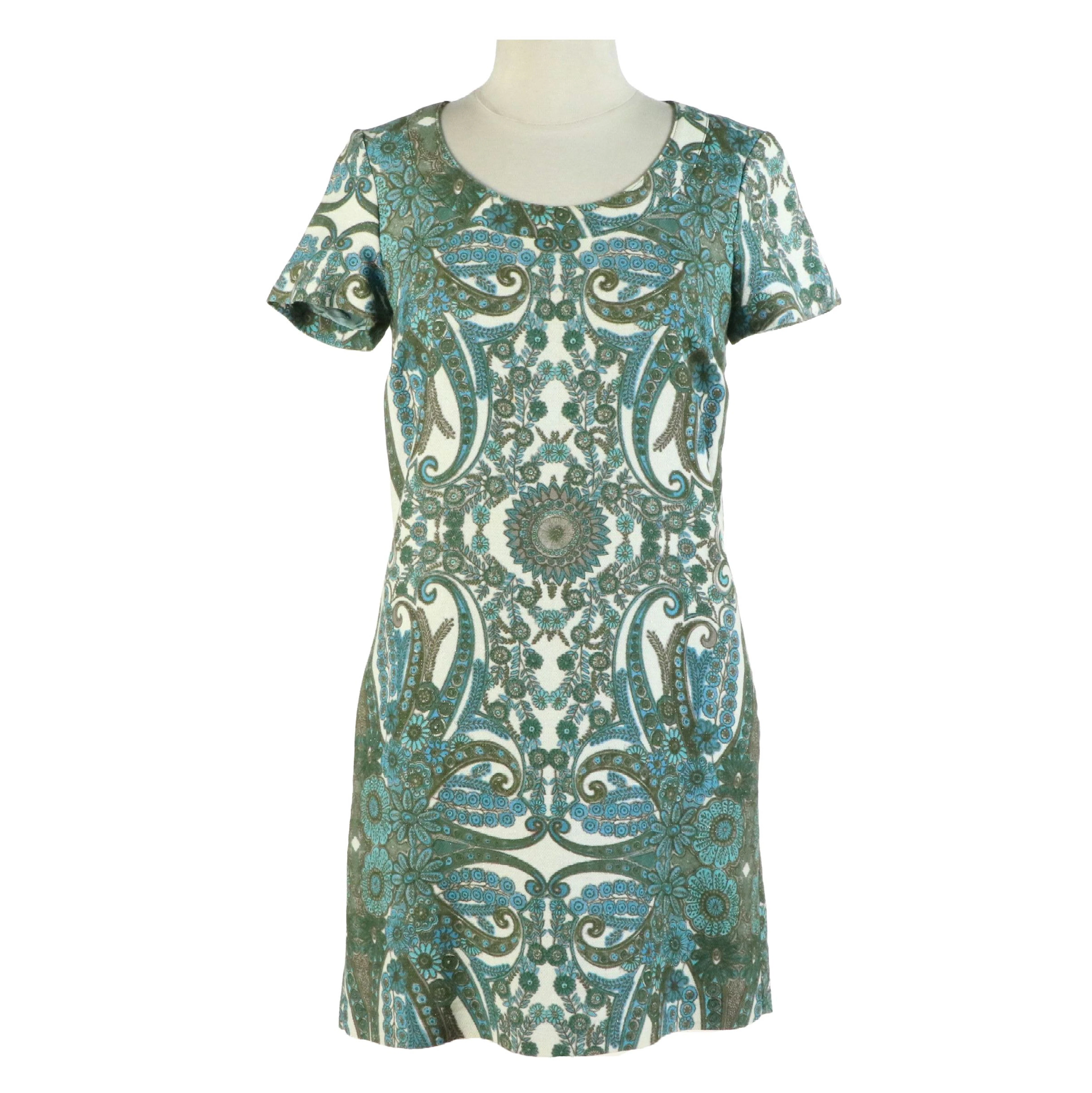 See by Chloé Shift Dress in Blue/Green Paisley and Floral Print