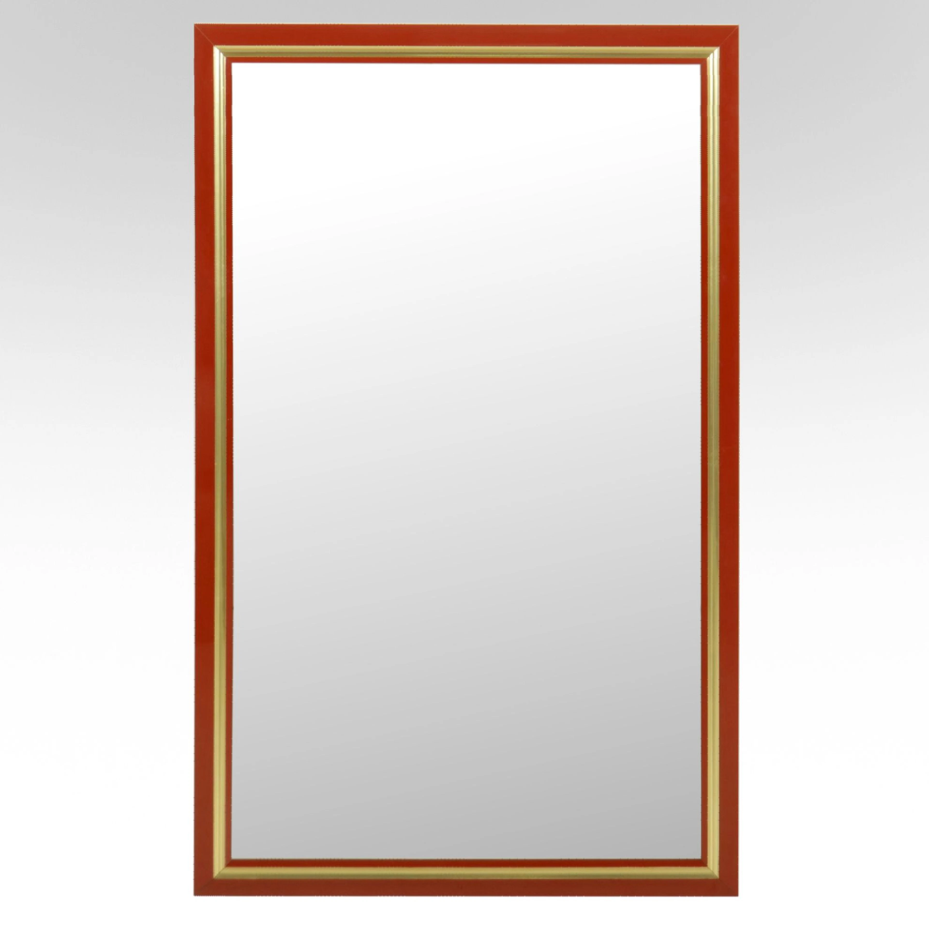 Traditional Style Mirror with Red and Gold Wooden Frame