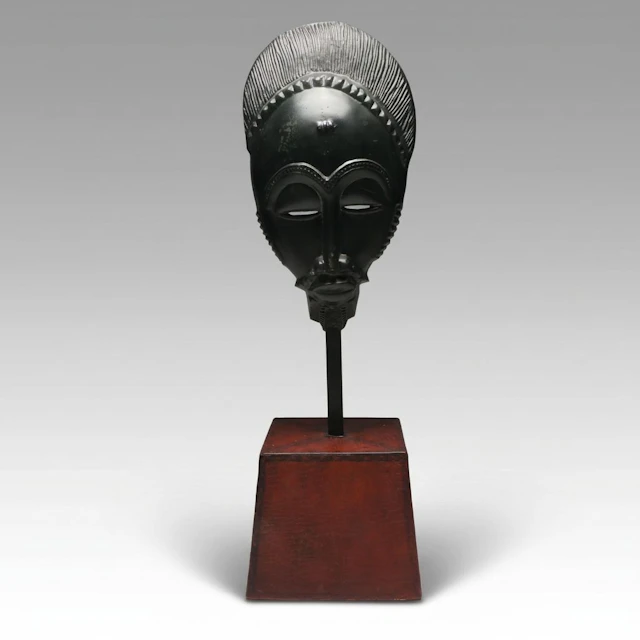 Maitland-Smith African Style Portrait Mask on Stand, Late 20th to 21st Century