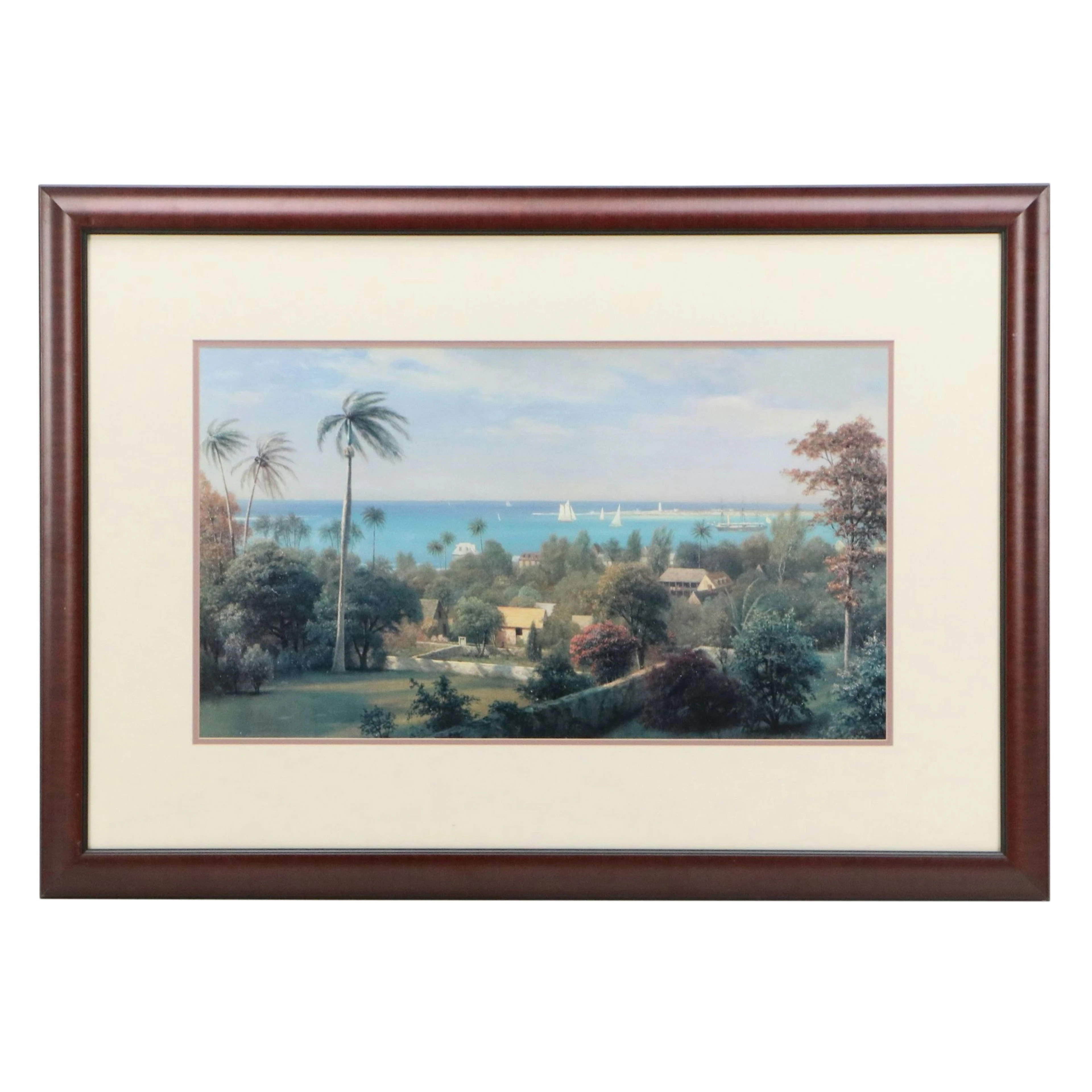 After Albert Bierstadt Offset Lithograph "View of Nassau," Late 20th Century