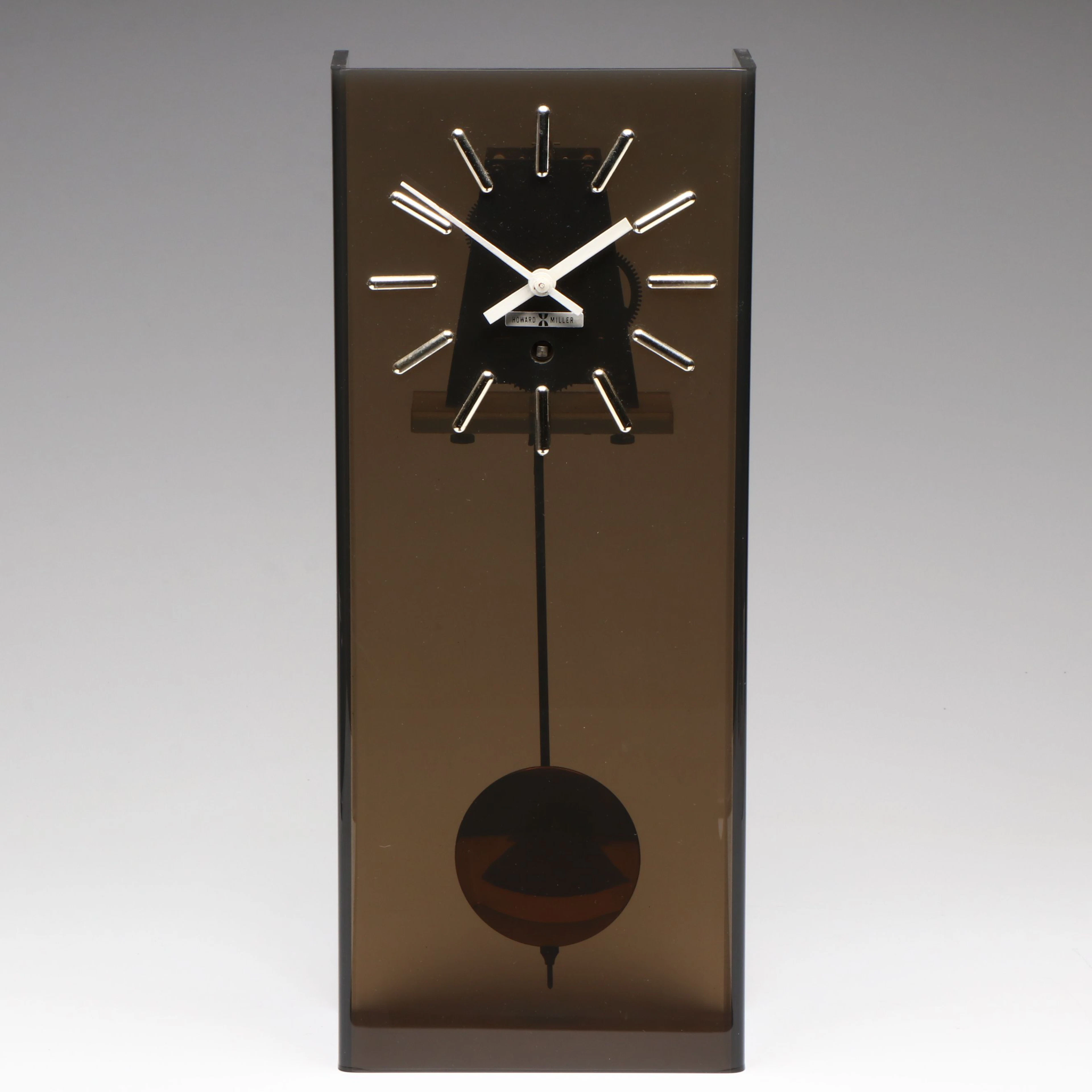 Howard Miller Minimalist Smoked Lucite Acrylic Clock