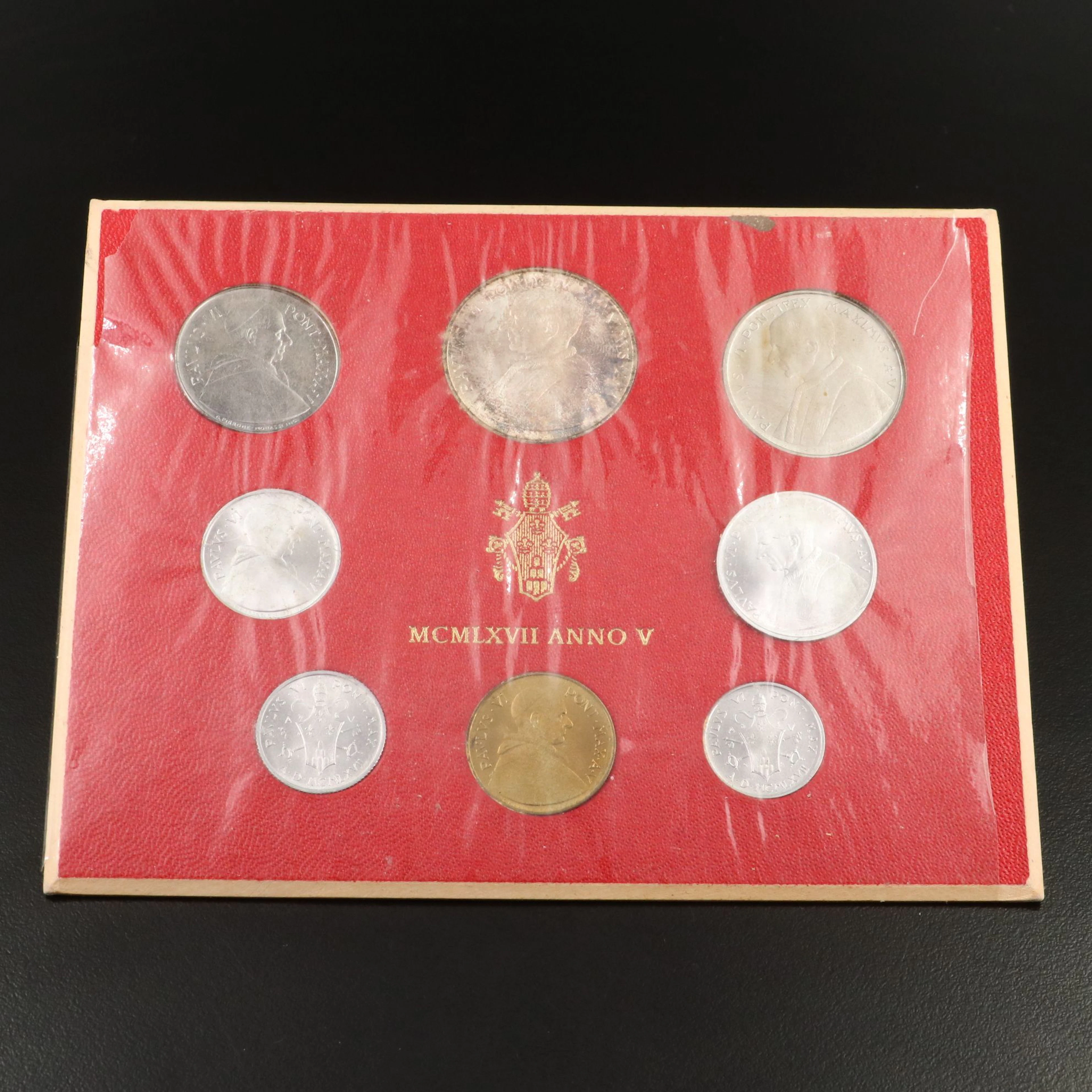 1967 Vatican City Presentation Set of Eight Coins with a 500 Lire Silver Coin