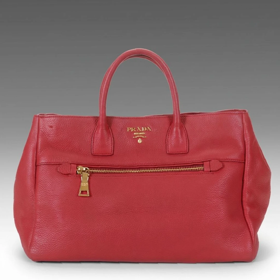 Prada Tote Bag in Red Vitello Daino Leather