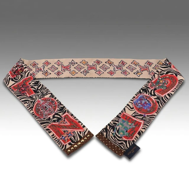 Louis Vuitton Studded Bandeau Scarf in ABC Animal Print Silk Twill