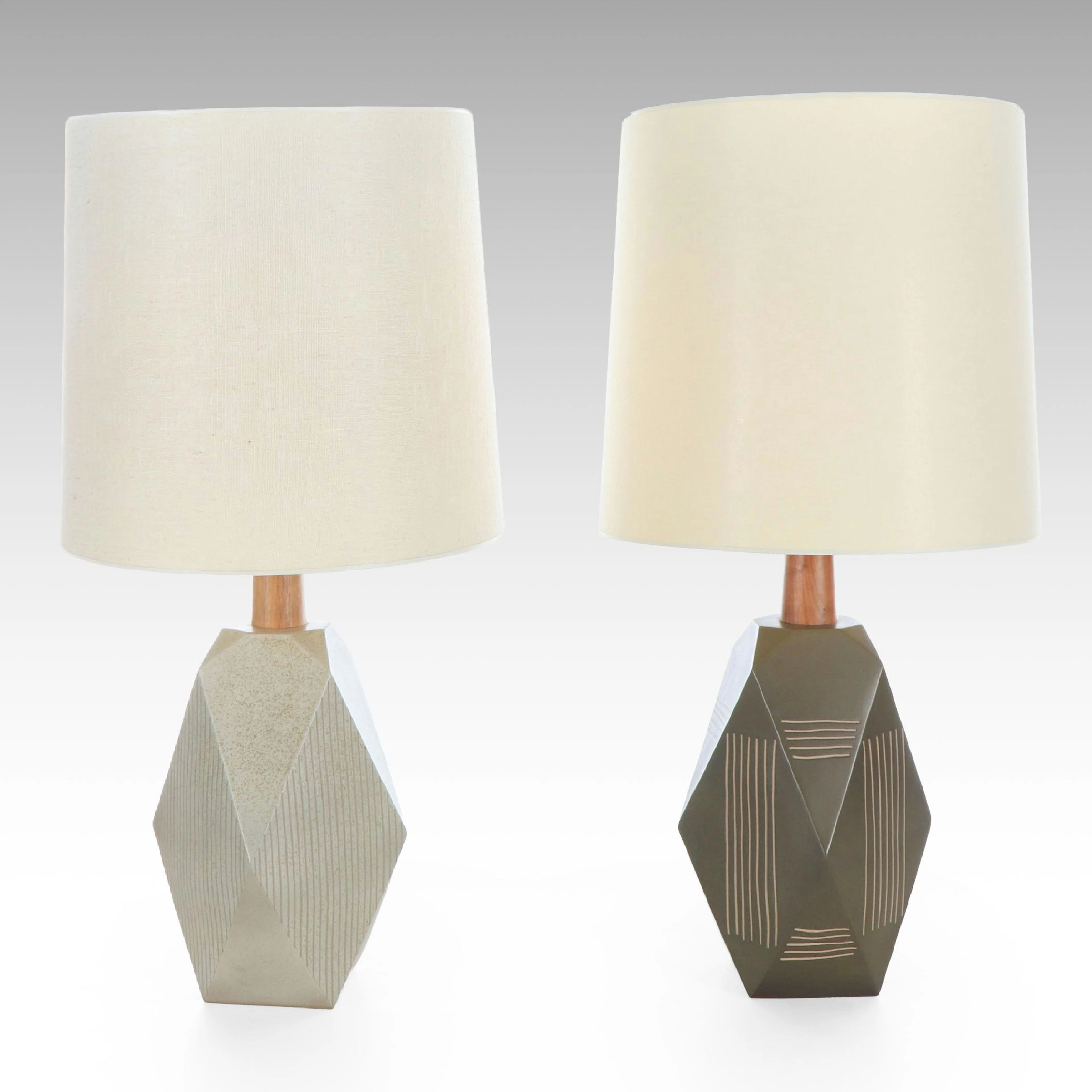 Gordon & Jane Martz Geometric Ceramic Table Lamps, Vintage