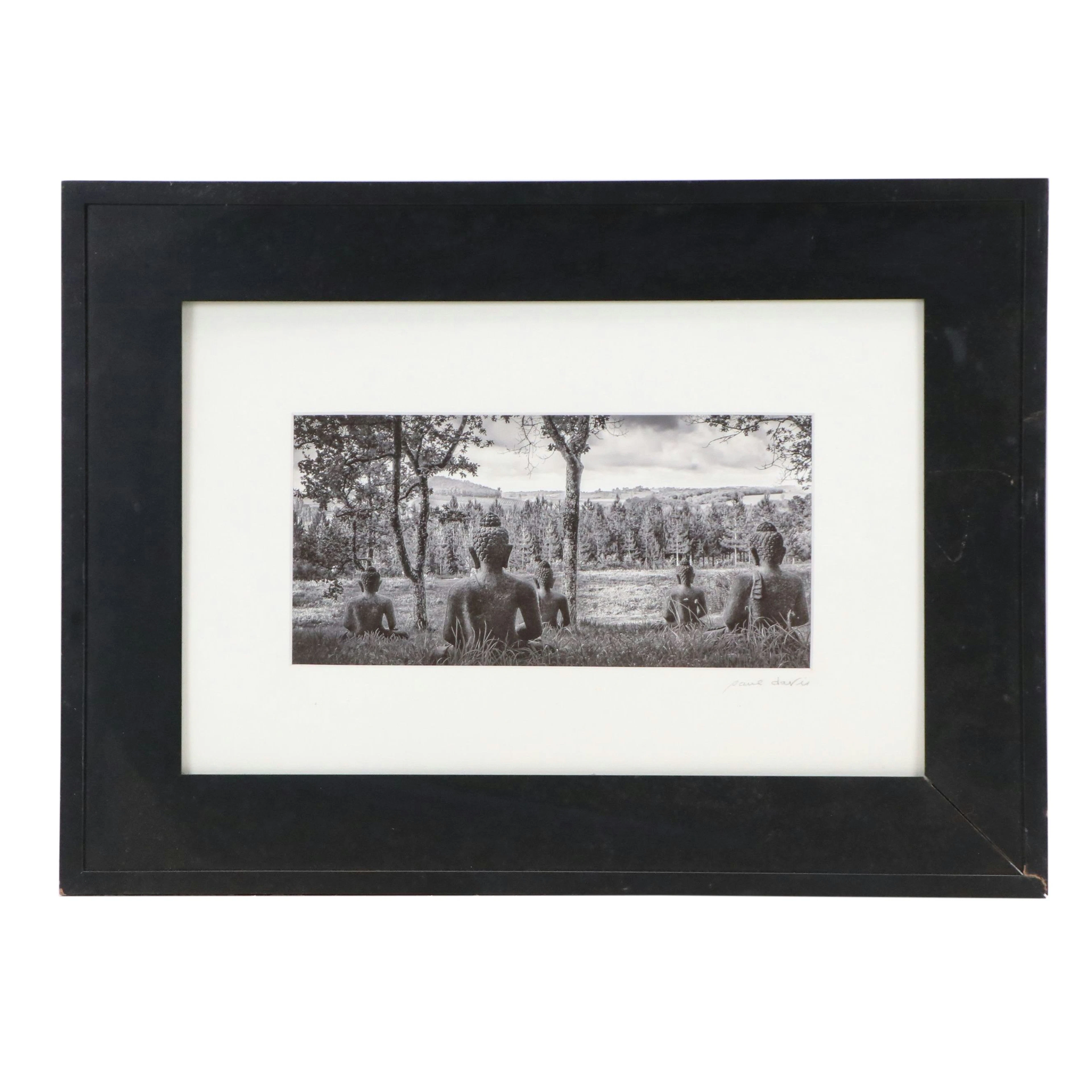 Paul Davis Black and White Photograph of Buddha Sculptures