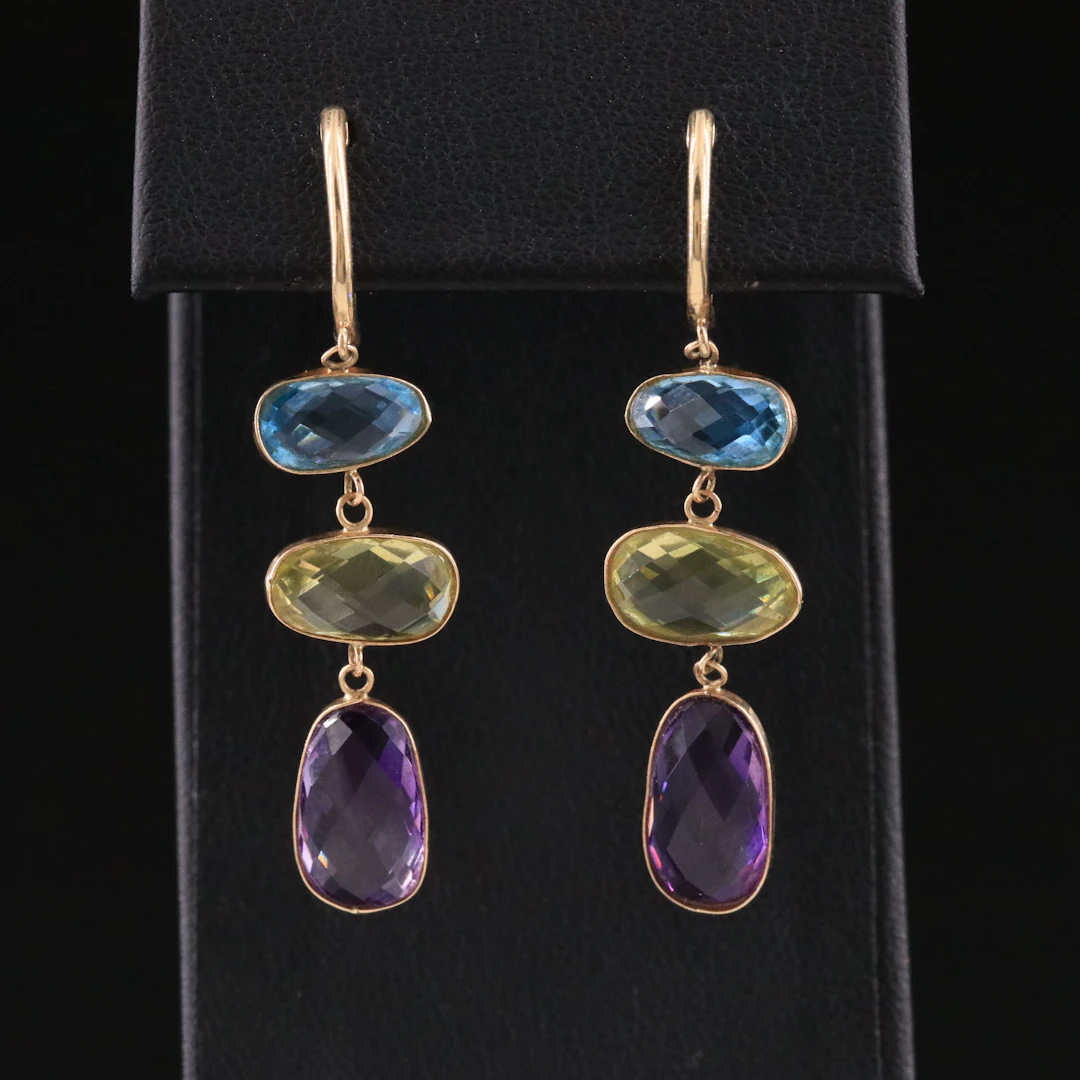 EFFY 14K Amethyst, Citrine and Topaz Earrings