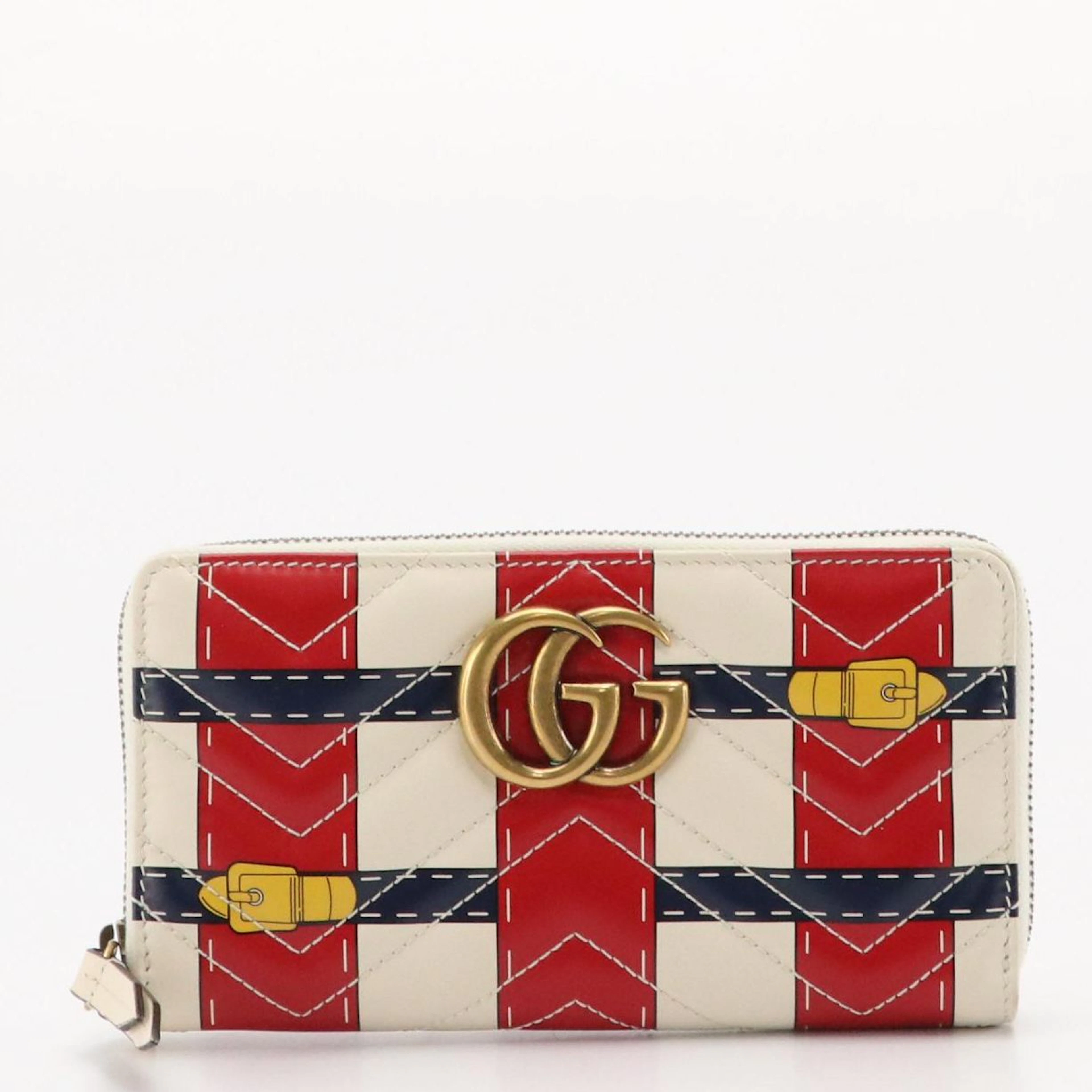 Gucci GG Marmont Trompe-l'œil Wristlet Wallet in Off-White Leather