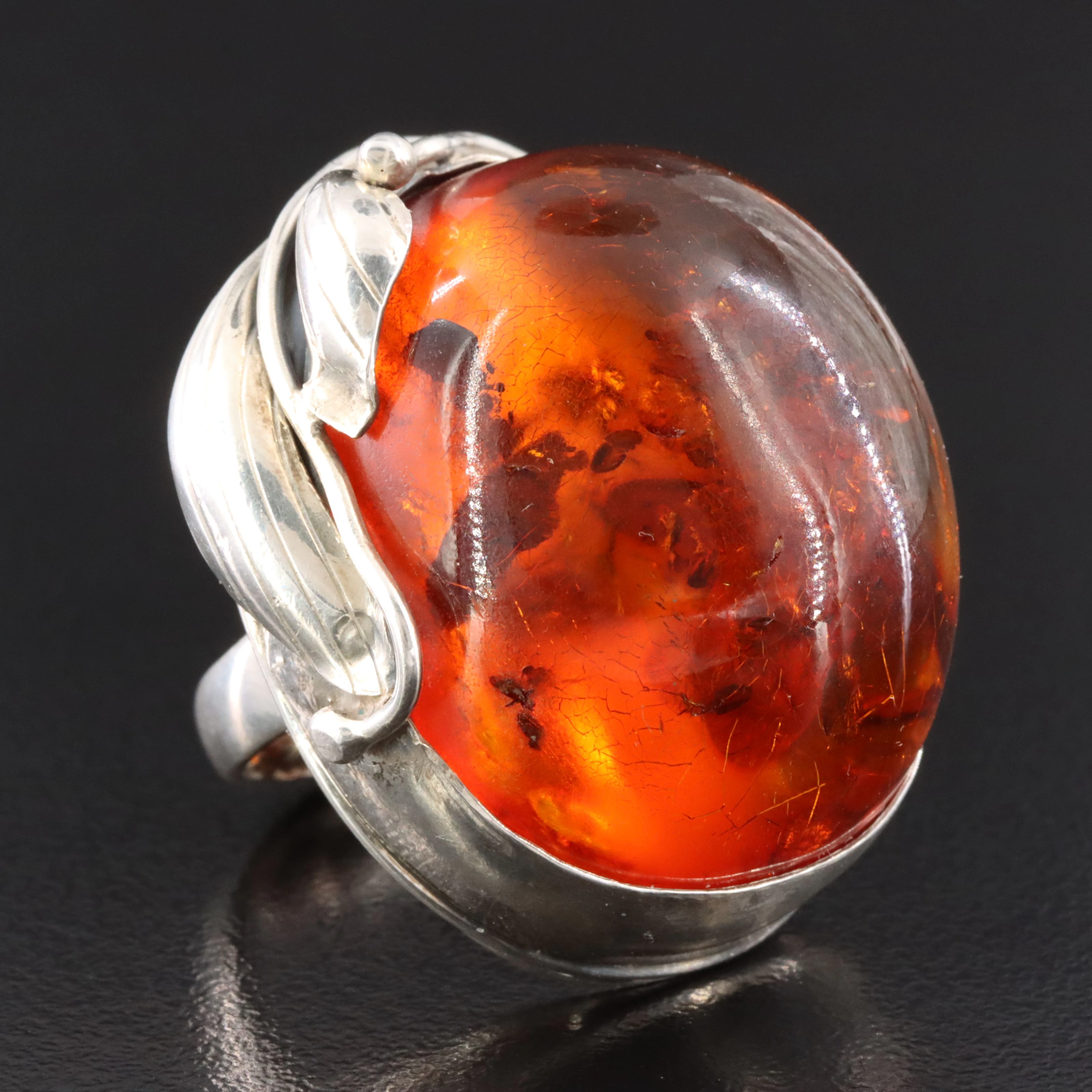 Polish Sterling Amber Ring
