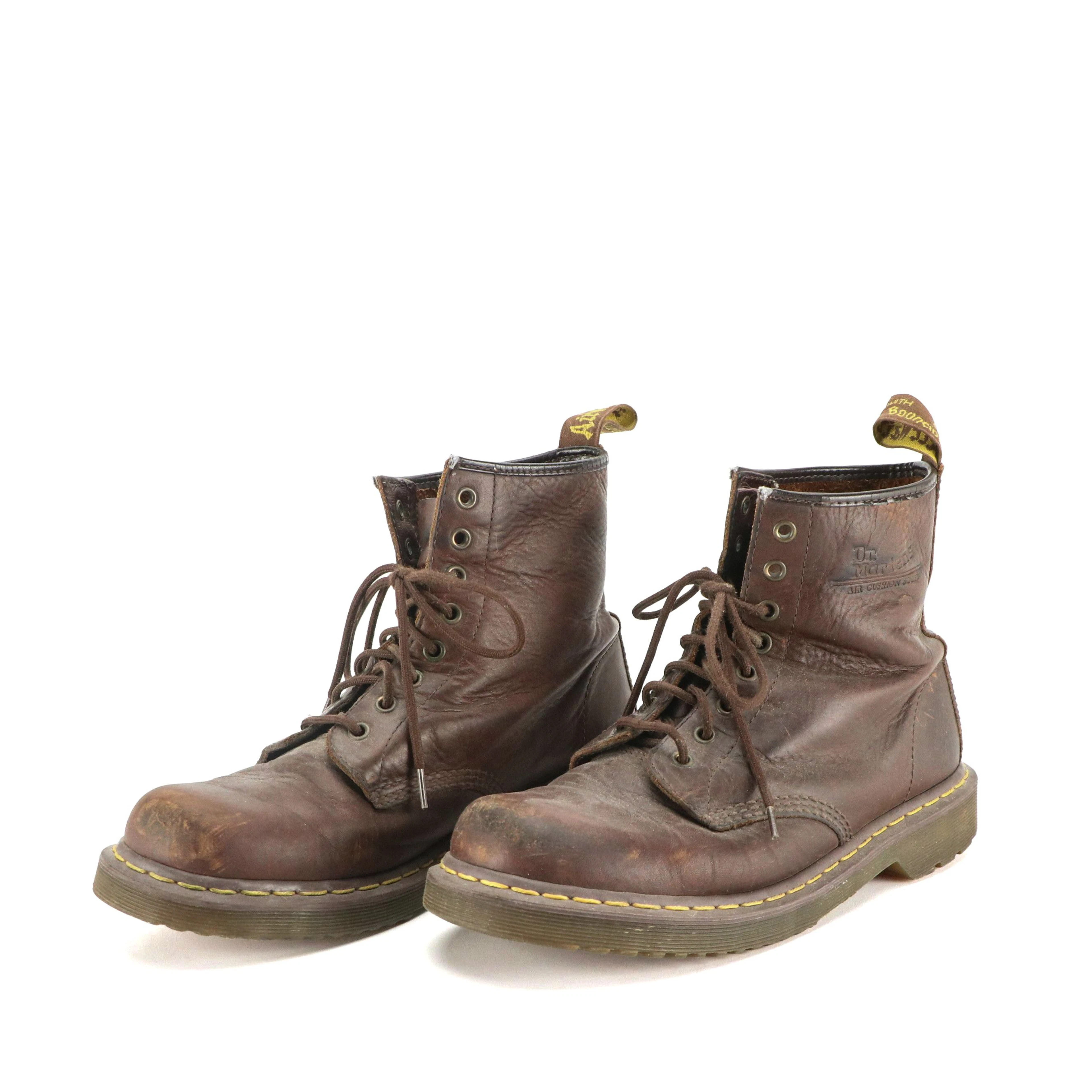Dr. Martens Brown Leather Lace-Up Boots with Air Cushion Soles