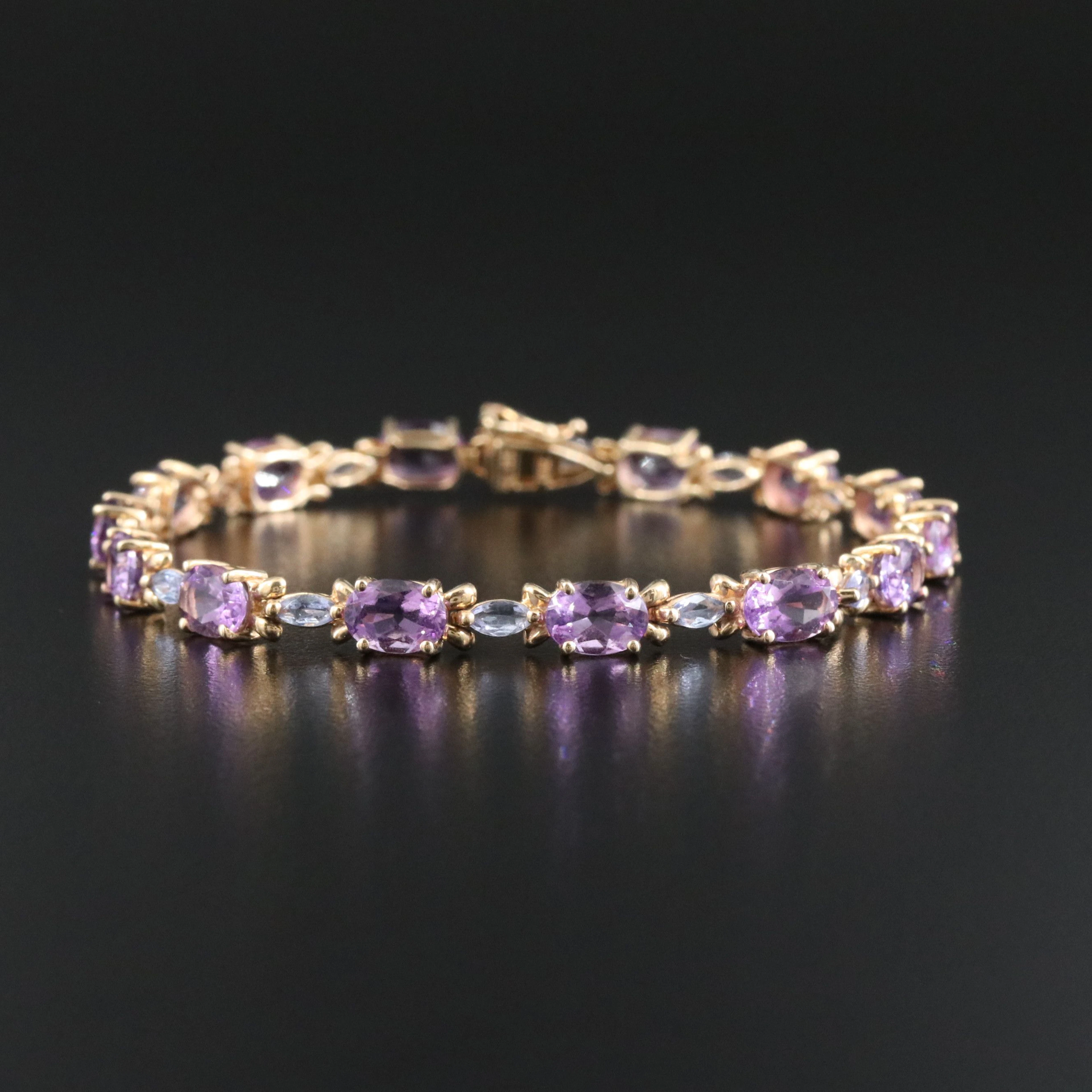 10K Amethyst and Tanzanite Bracelet