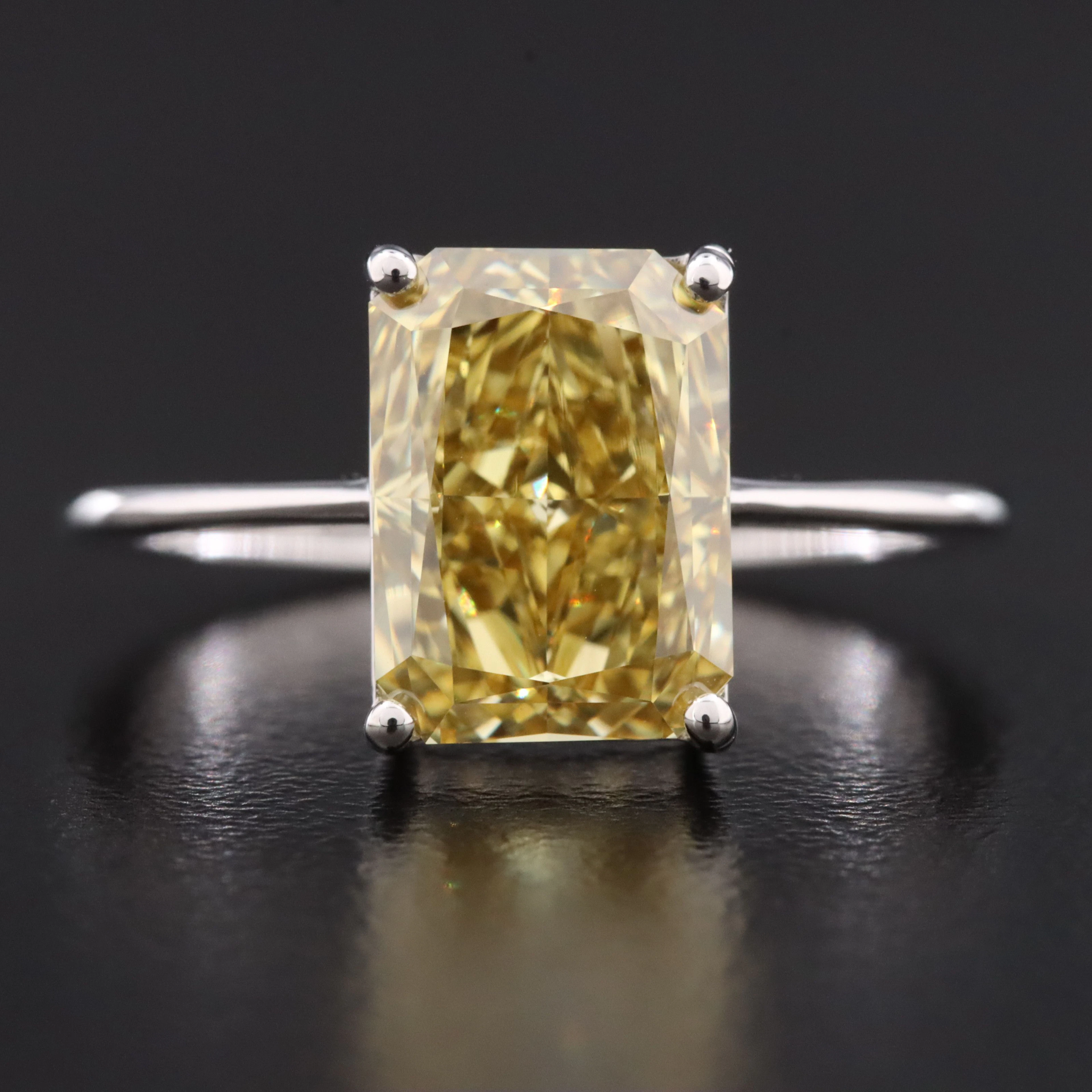 14K 3.09 CT Fancy Yellow Lab Grown Diamond Ring