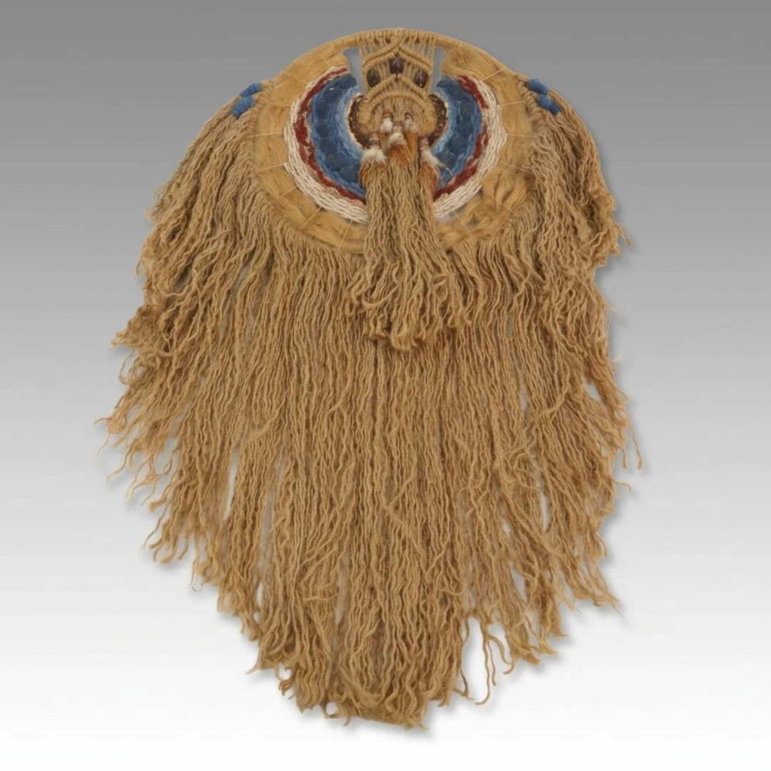 Macrame Medicine Wheel Wall Hanging with Fringe and Beads