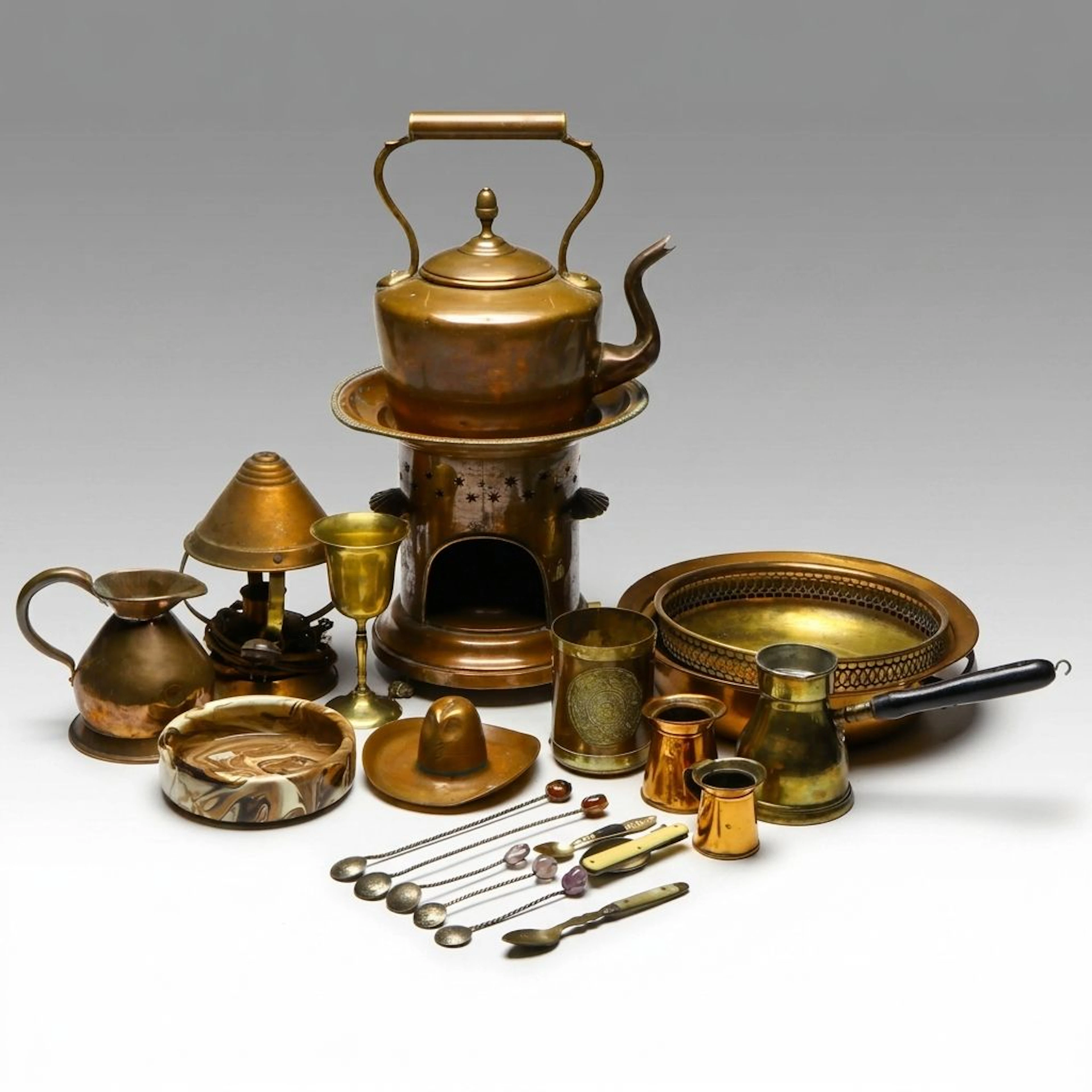 Copper Brazier, Kettle, Pitcher and More Metal Table Accessories