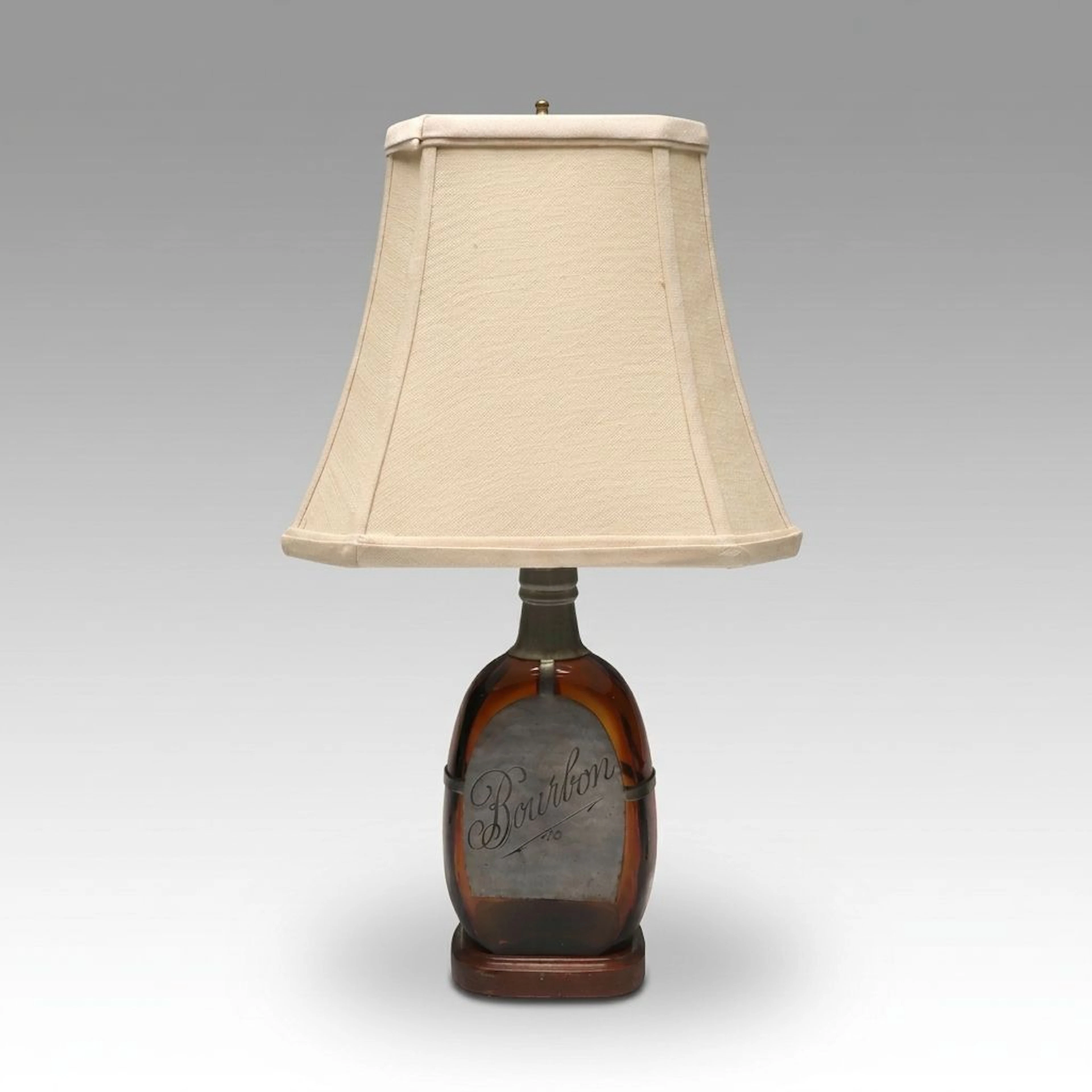Queens Art Pewter Hand-Crafted Amber Bottle Table Lamp