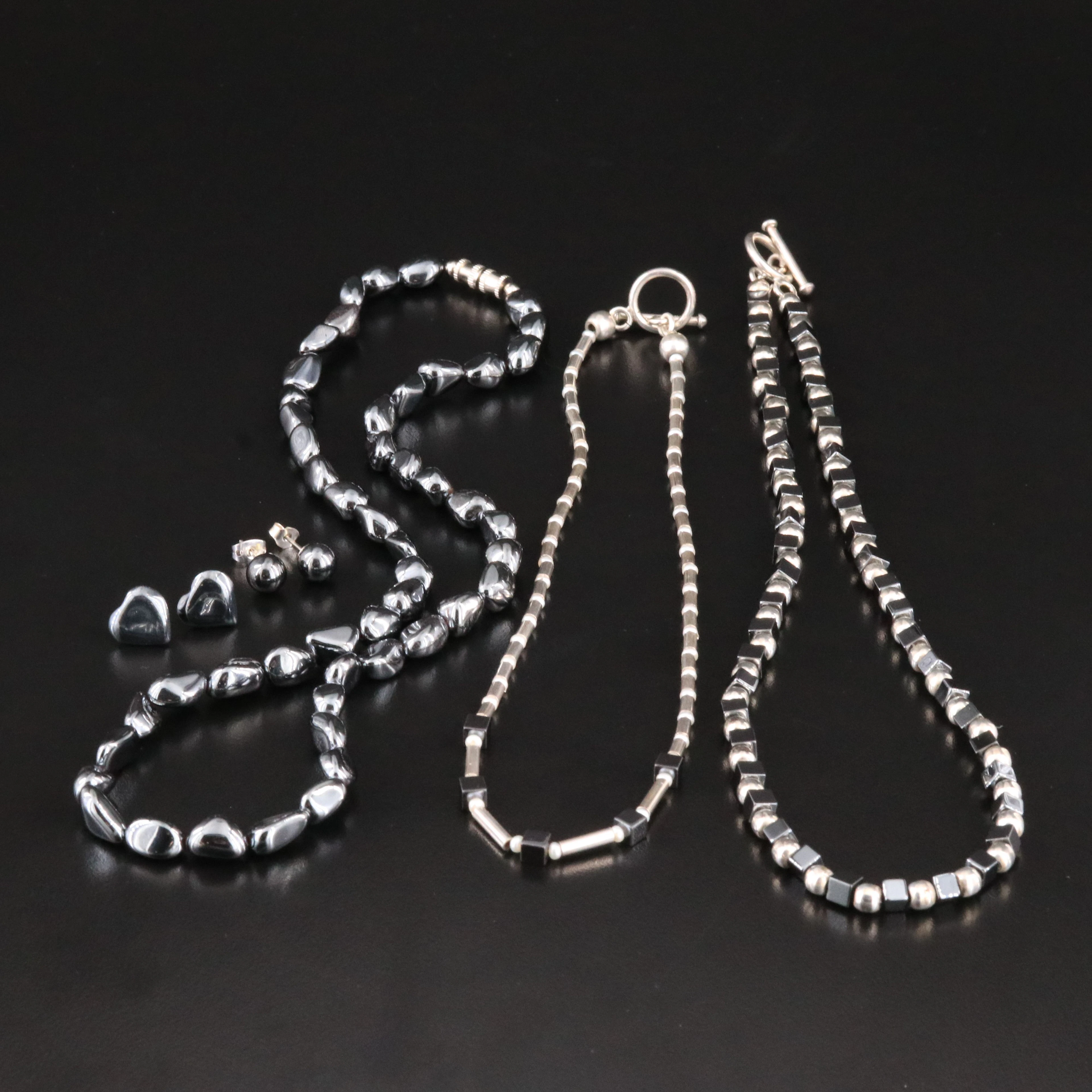 Sterling Featured in Hematite Necklaces and Earrings