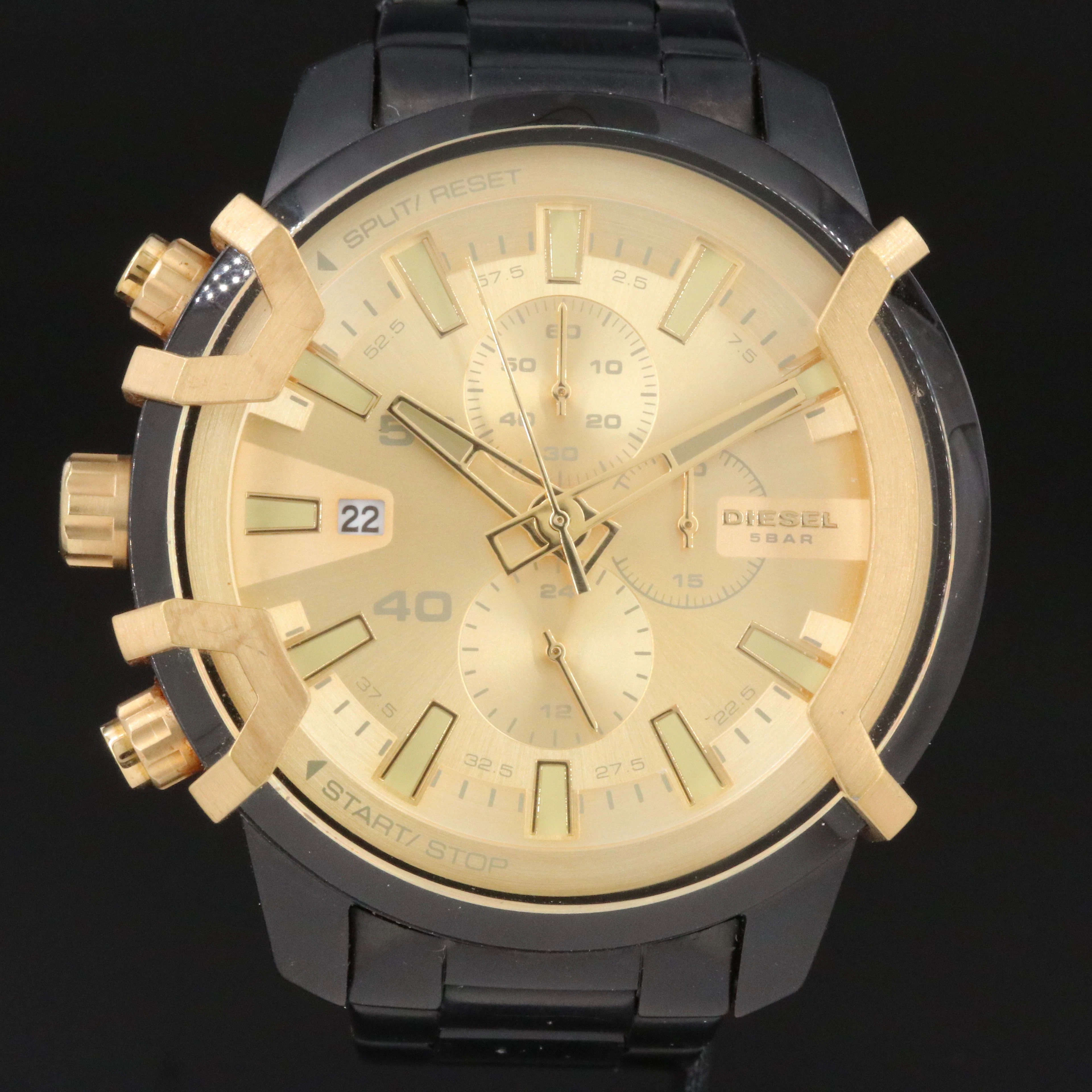 Brian Diesel Griffed Black and Gold Chronograph Left Hand Watch # D24525