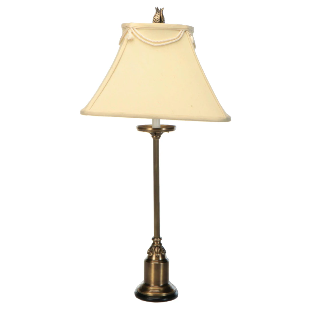 Brushed Brass Table Lamp with Silk Tassel Shade