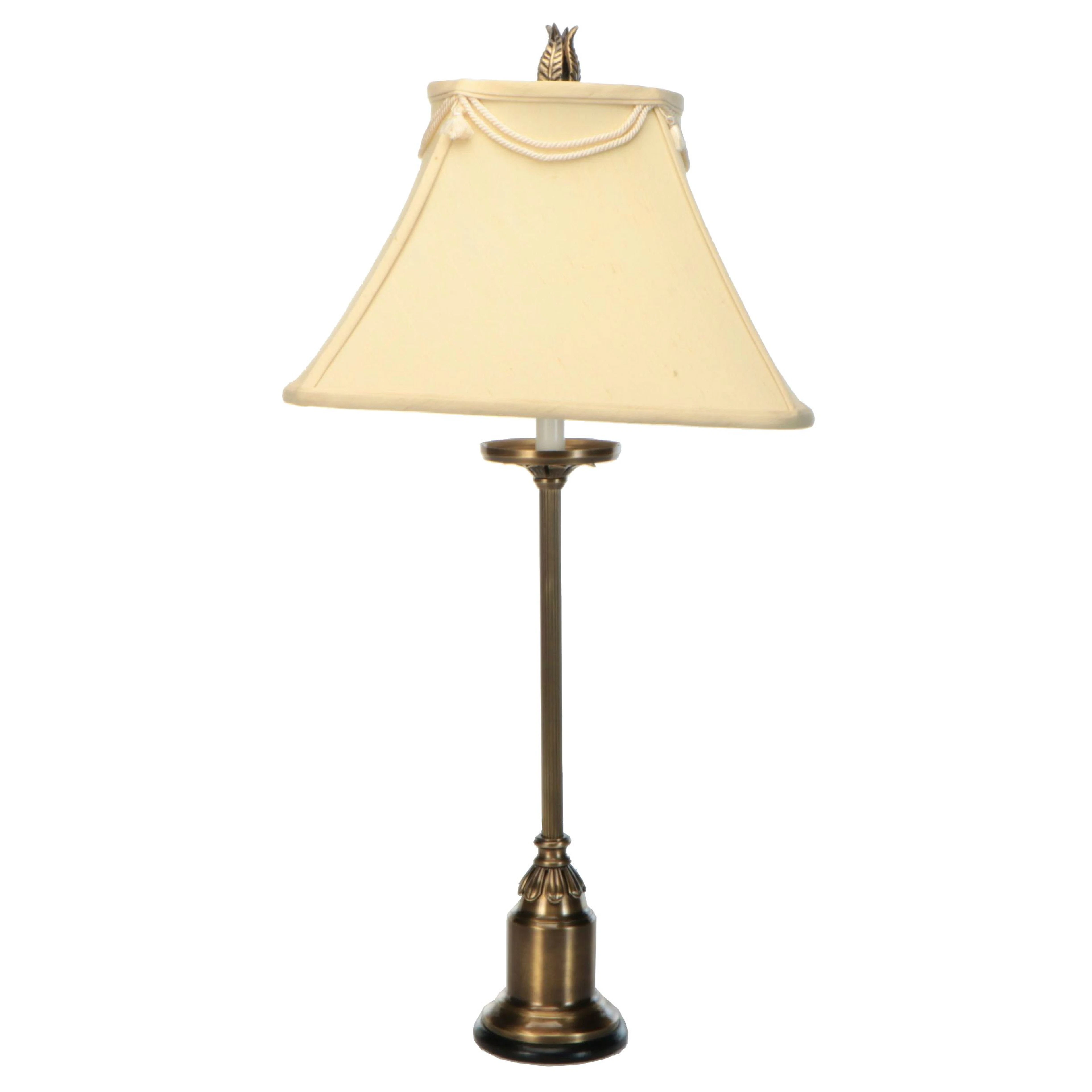 Brushed Brass Table Lamp with Silk Tassel Shade